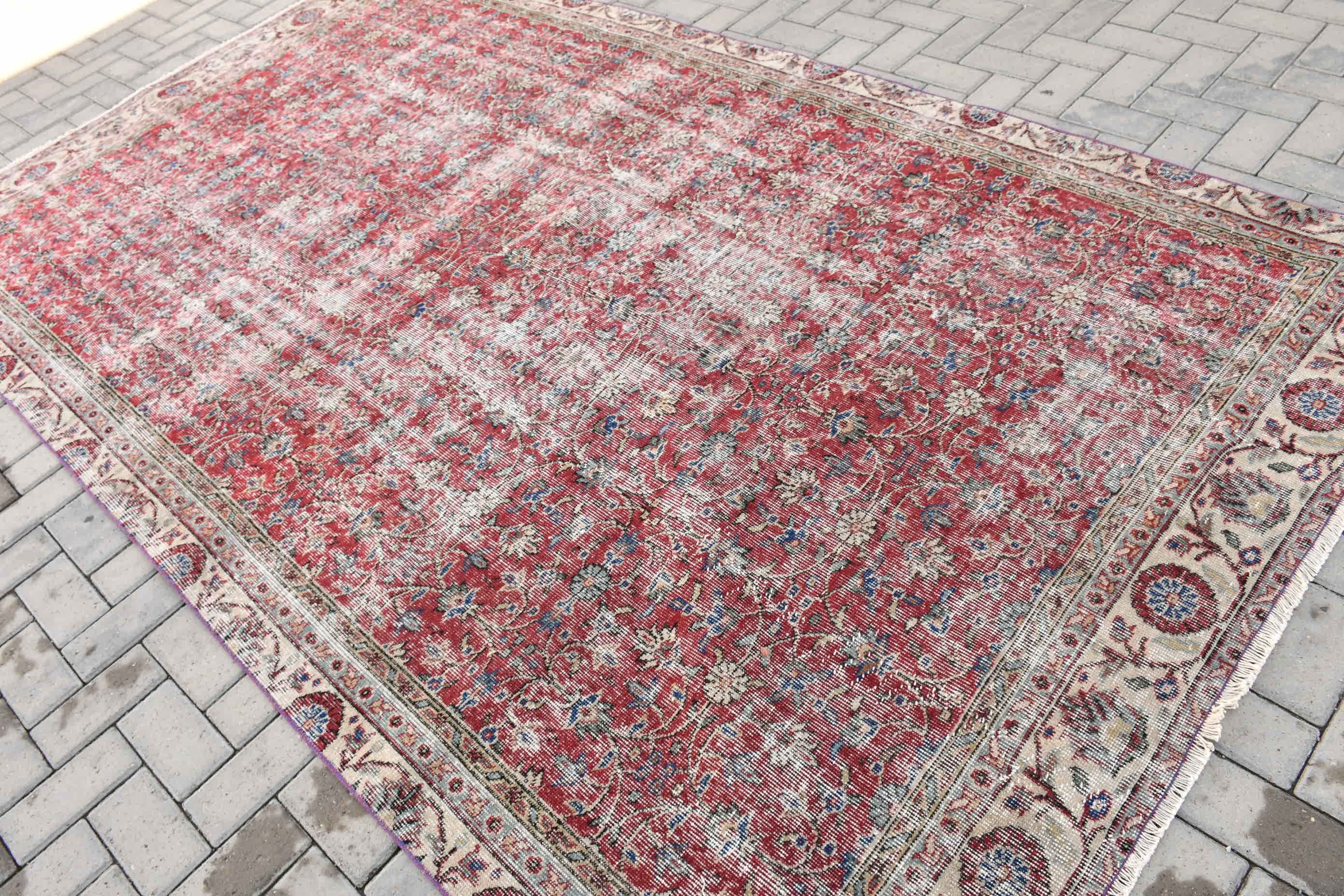 Salon Rug, Vintage Rug, Red  6x10.2 ft Large Rugs, Home Decor Rugs, Turkish Rug, Bedroom Rug, Custom Rug