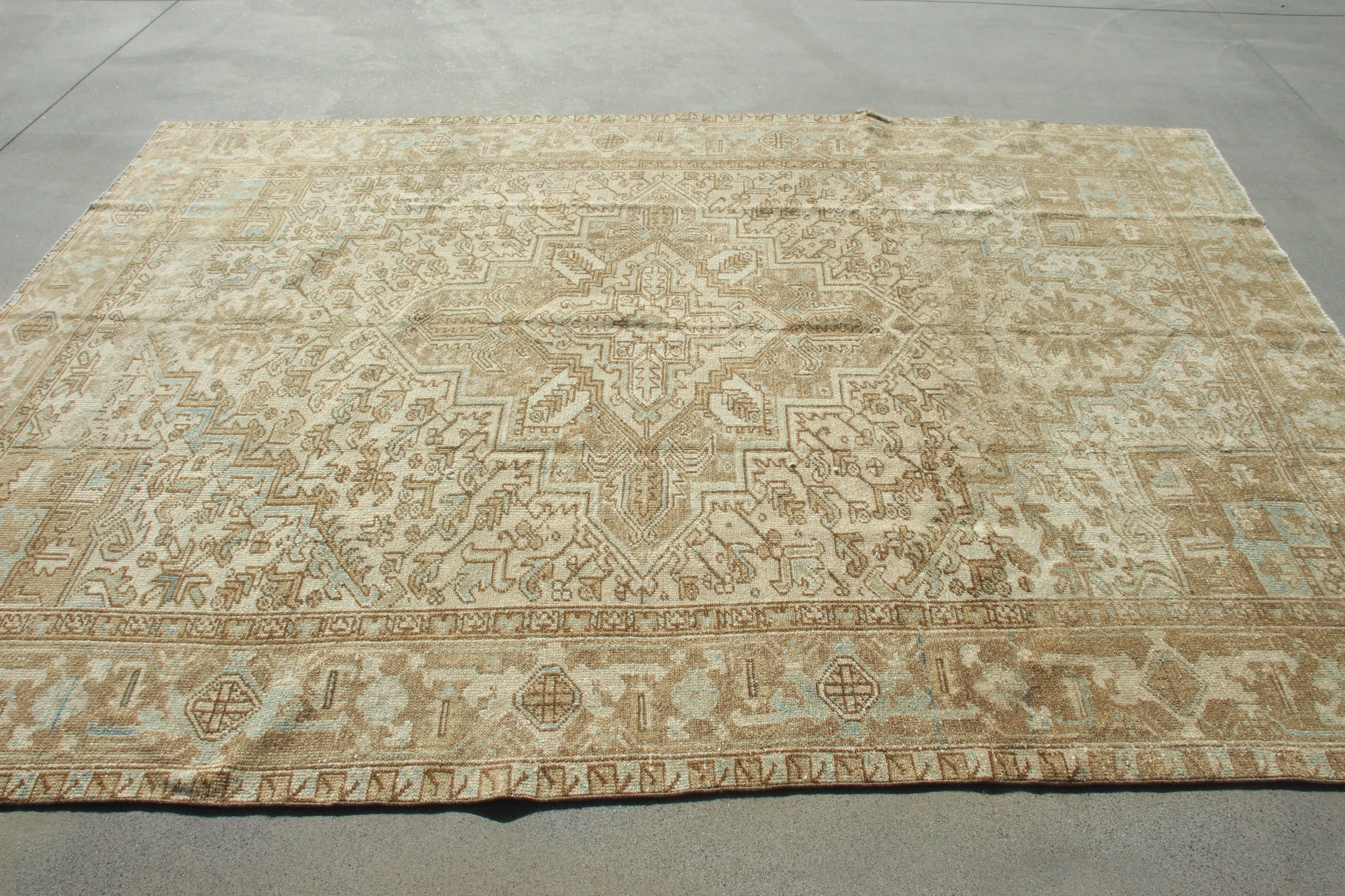 Statement Rugs, Large Boho Rugs, Vintage Rugs, Dining Room Rugs, 6.9x9.6 ft Large Rugs, Brown Oushak Rugs, Turkish Rug, Handwoven Rugs