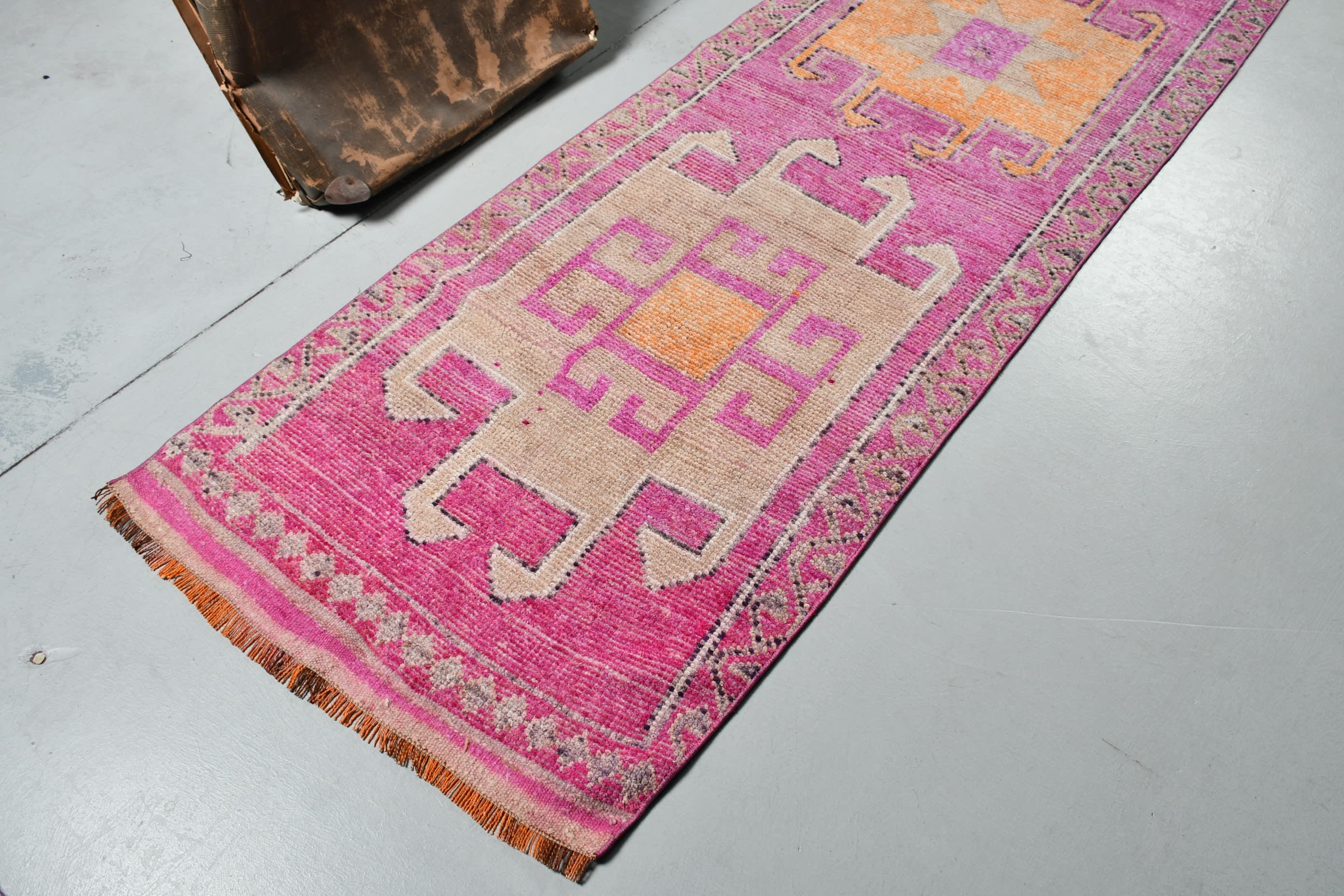 Stair Rug, Wool Rugs, Antique Rug, Natural Rug, Rugs for Stair, Vintage Rug, Pink Kitchen Rugs, 3.1x11.1 ft Runner Rug, Turkish Rug