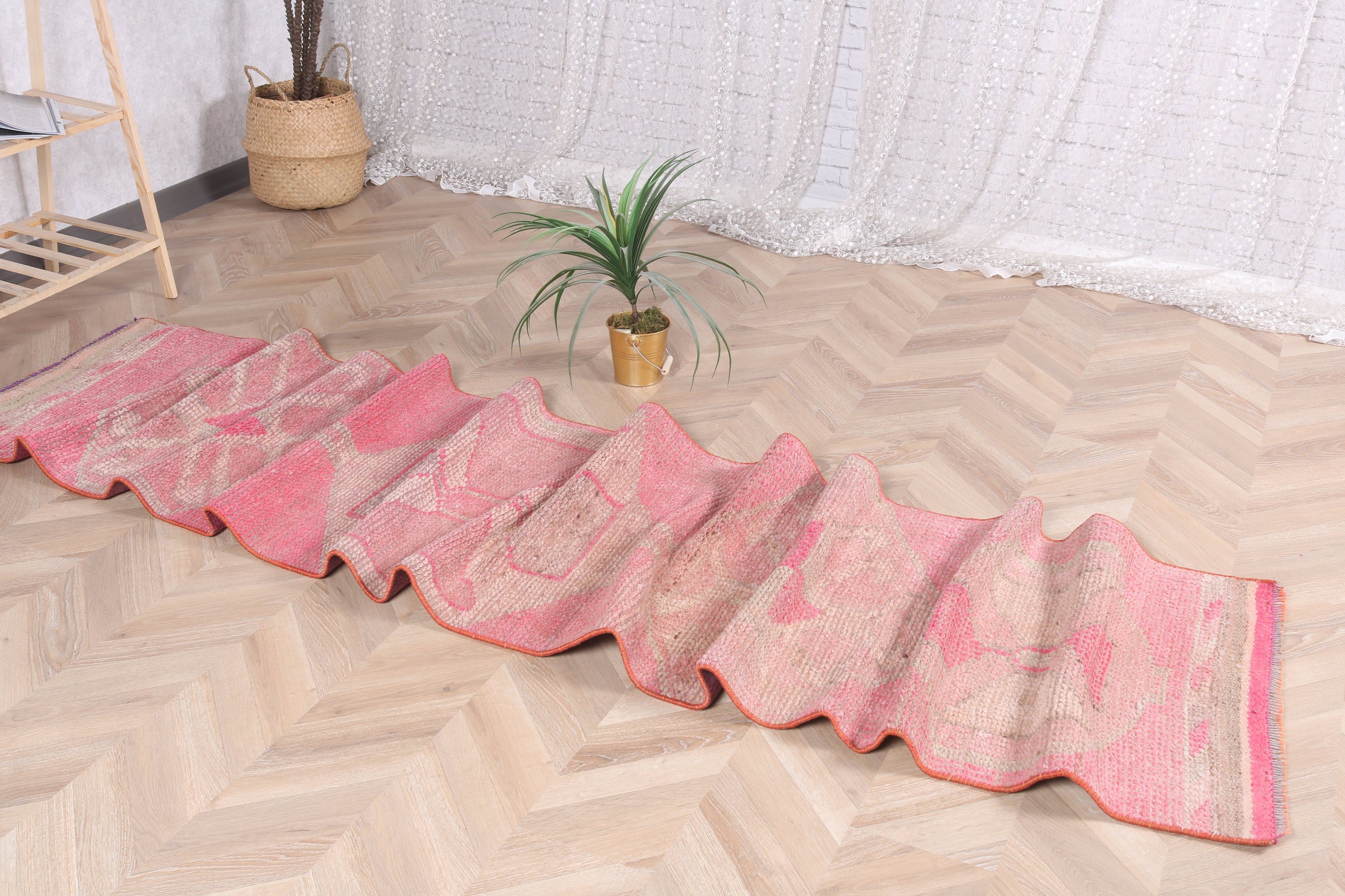 Türk Halıları, Modern Halılar, Koridor Halıları, Yer Halısı, Pembe Modern Halı, Anadolu Halısı, 2.1x10.3 ft Runner Halısı, Vintage Halı, Koridor Halıları