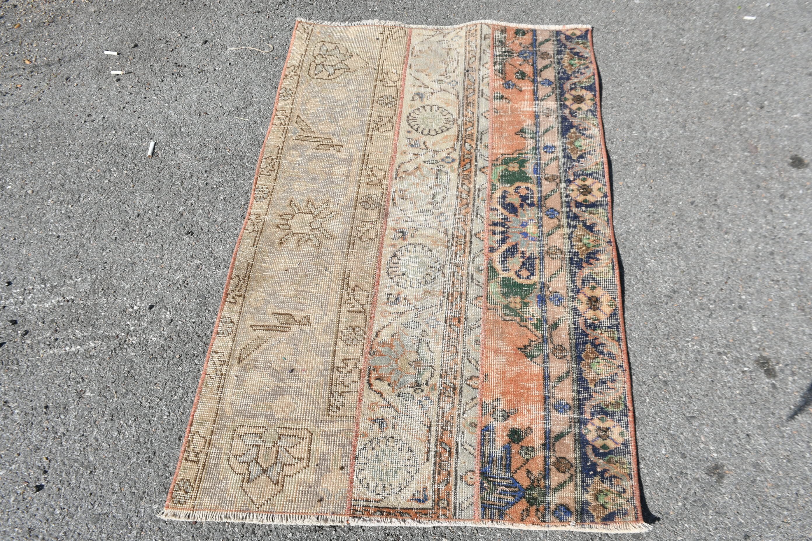 2.5x4 ft Small Rugs, Old Rug, Car Mat Rug, Kitchen Rugs, Turkish Rug, Vintage Rug, Rugs for Nursery, Anatolian Rugs, Orange Home Decor Rugs