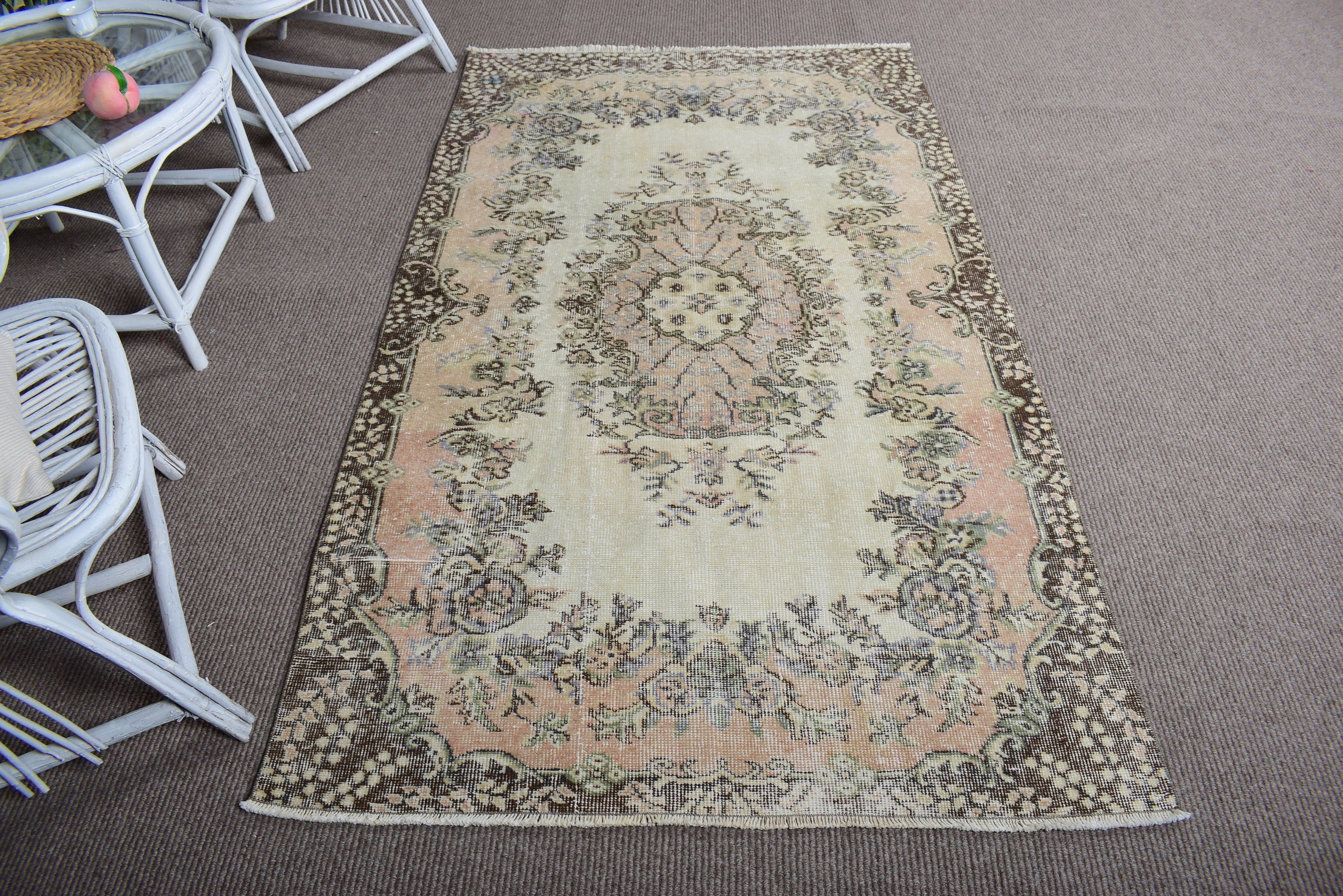 Boho Halı, Fas Halısı, Bej Açıklama Halıları, Yatak Odası Halısı, Vintage Alan Halıları, Vintage Halı, 3.8x6.7 ft Alan Halıları, Türk Halısı, Açıklama Halısı