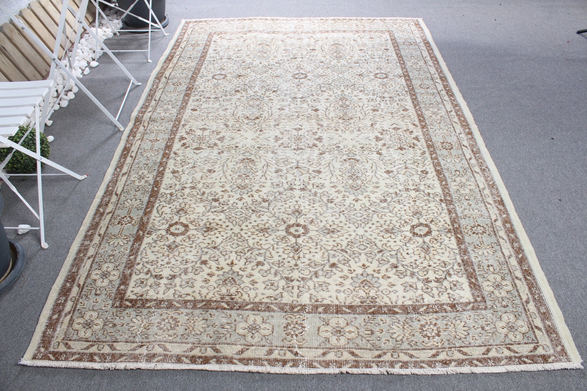 Anadolu Halısı, Harika Halılar, 5,6x8,9 ft Büyük Halılar, Yemek Odası Halısı, Parlak Halı, Oturma Odası Halıları, Vintage Halı, Bej Antika Halı, Türk Halısı