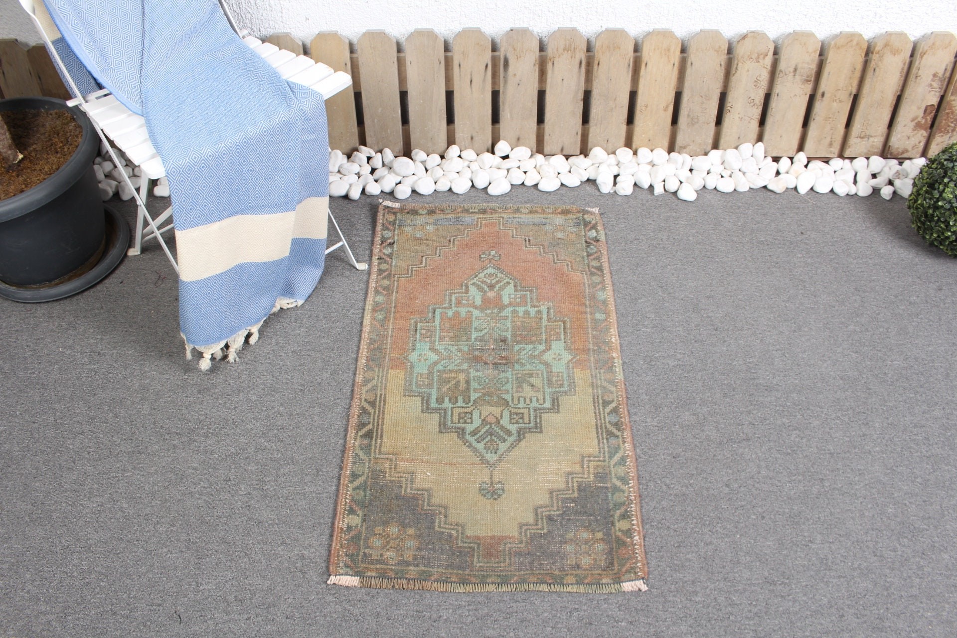 Kapı Paspas Halısı, Oryantal Halı, Yün Halı, Banyo Halıları, Vintage Halılar, Türk Halısı, El Dokuma Halı, Yeşil 1.7x3.1 ft Küçük Halılar