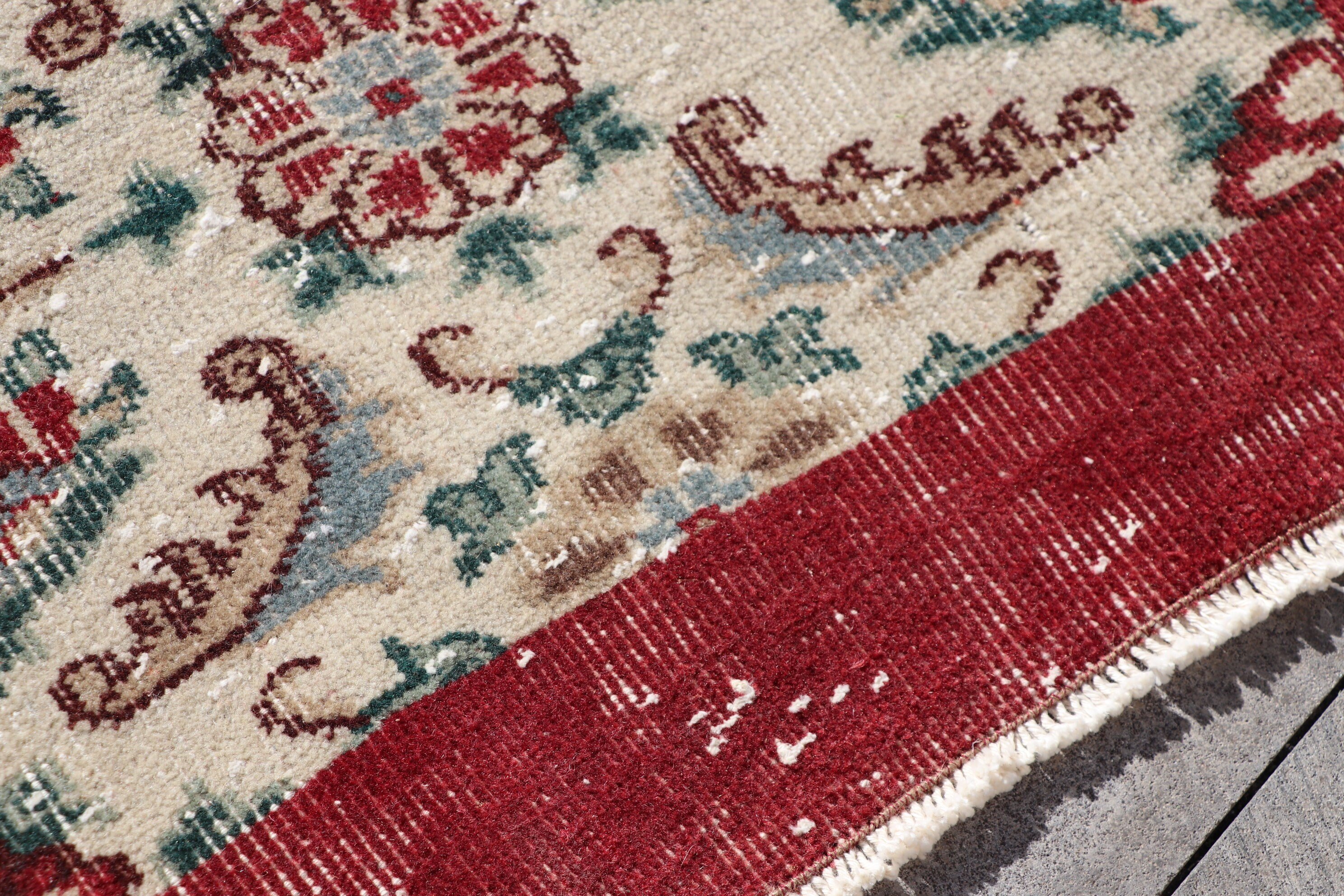 Living Room Rugs, Rugs for Nursery, Wool Rug, Turkish Rug, 3.8x6.6 ft Area Rug, Floor Rugs, Red Moroccan Rug, Vintage Rugs