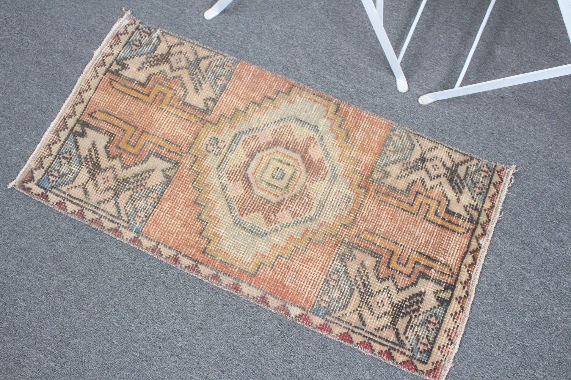 Rugs for Nursery, Wool Rug, Orange Oriental Rug, Entry Rugs, Turkish Rug, Vintage Rugs, Oriental Rug, Bathroom Rug, 1.5x2.8 ft Small Rugs