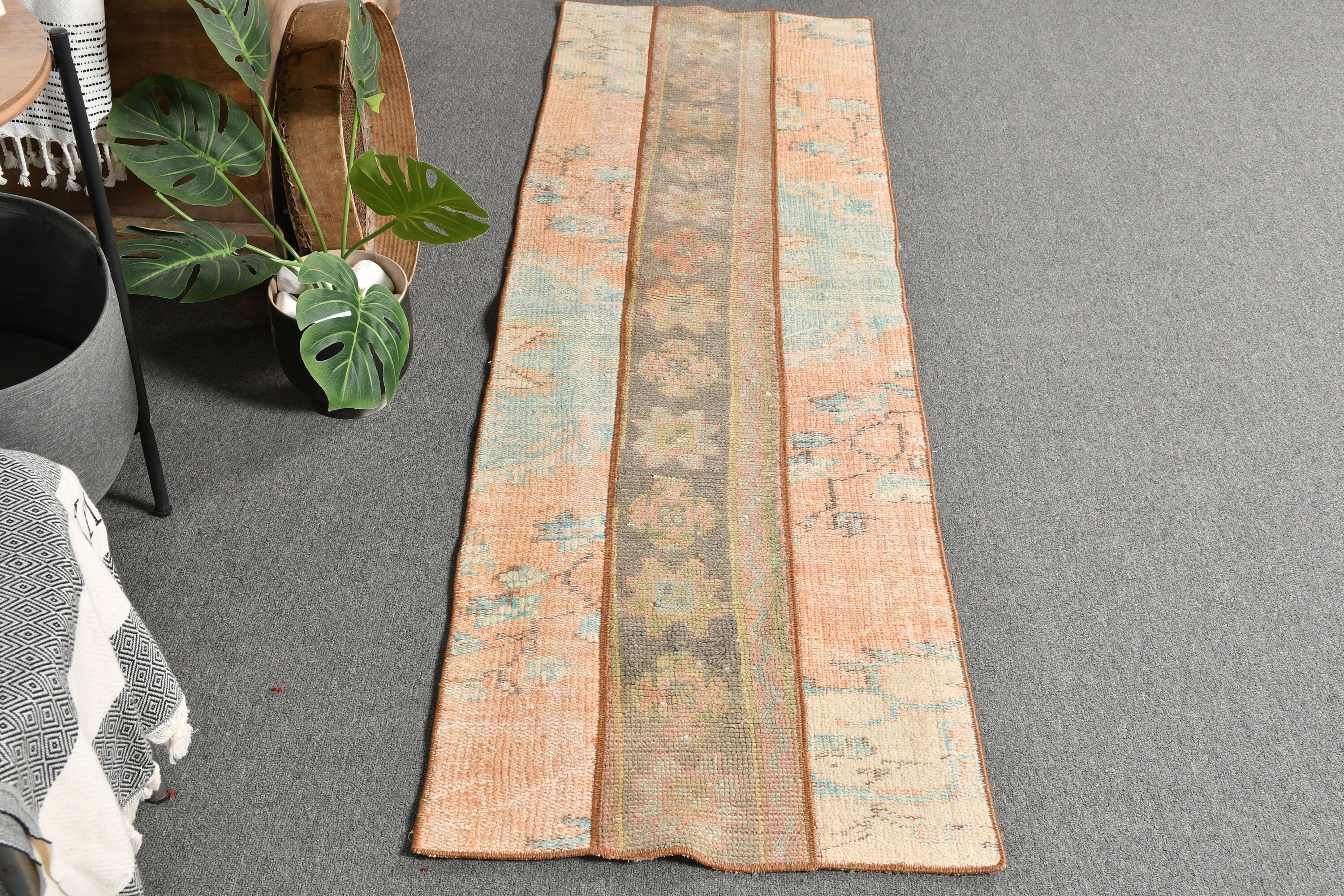 Yatak Odası Halıları, 1.9x6.5 ft Yolluk Halısı, Vintage Halı, Koridor Halıları, Kahverengi Yer Halısı, Antika Halı, Türk Halısı, Kabile Halıları, Koridor Halısı