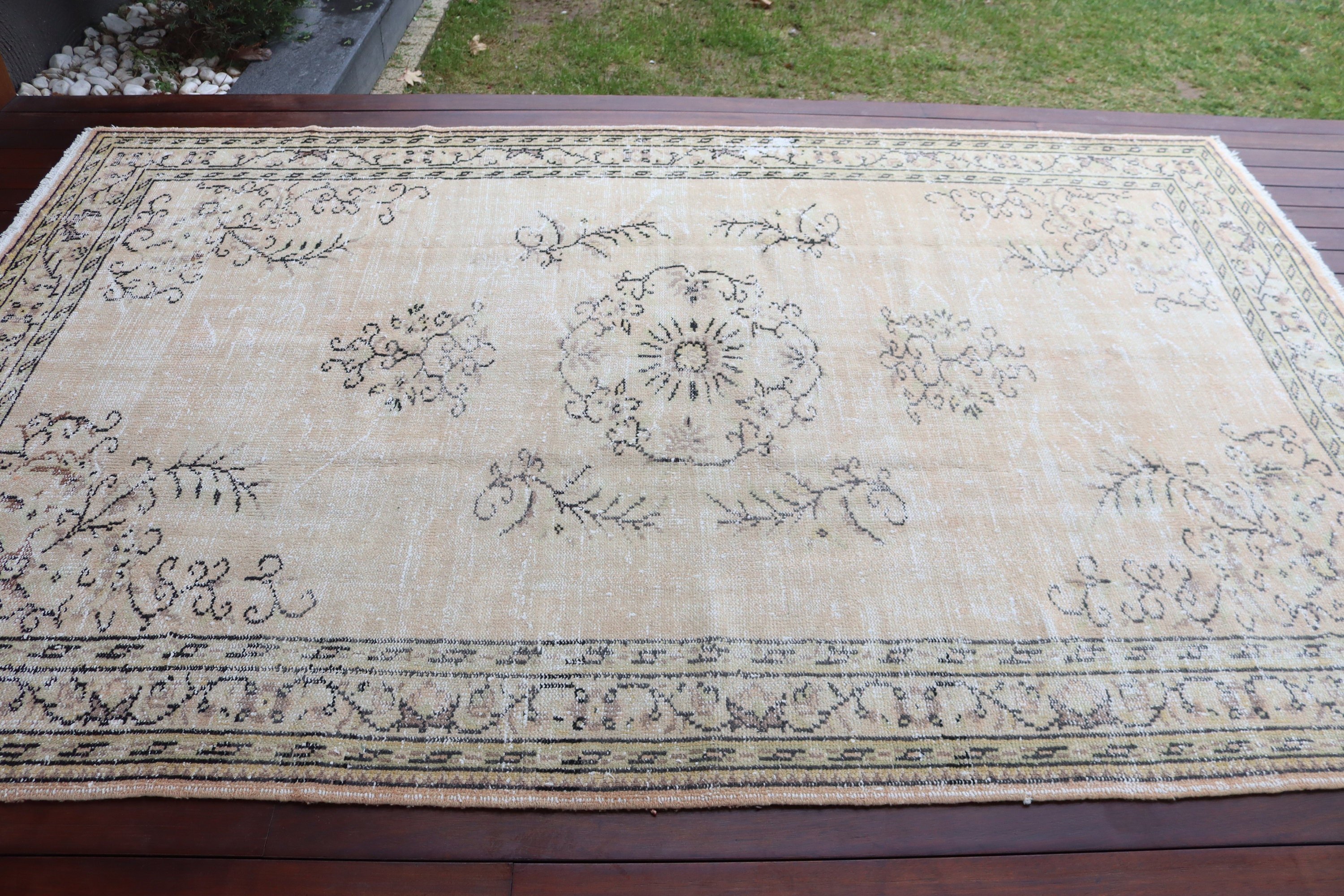 Türk Halısı, Dış Mekan Halısı, 6x9,3 ft Büyük Halılar, Modern Halı, Havalı Halılar, Turuncu Ev Dekor Halısı, Büyük Oushak Halıları, Salon Halısı, Vintage Halı