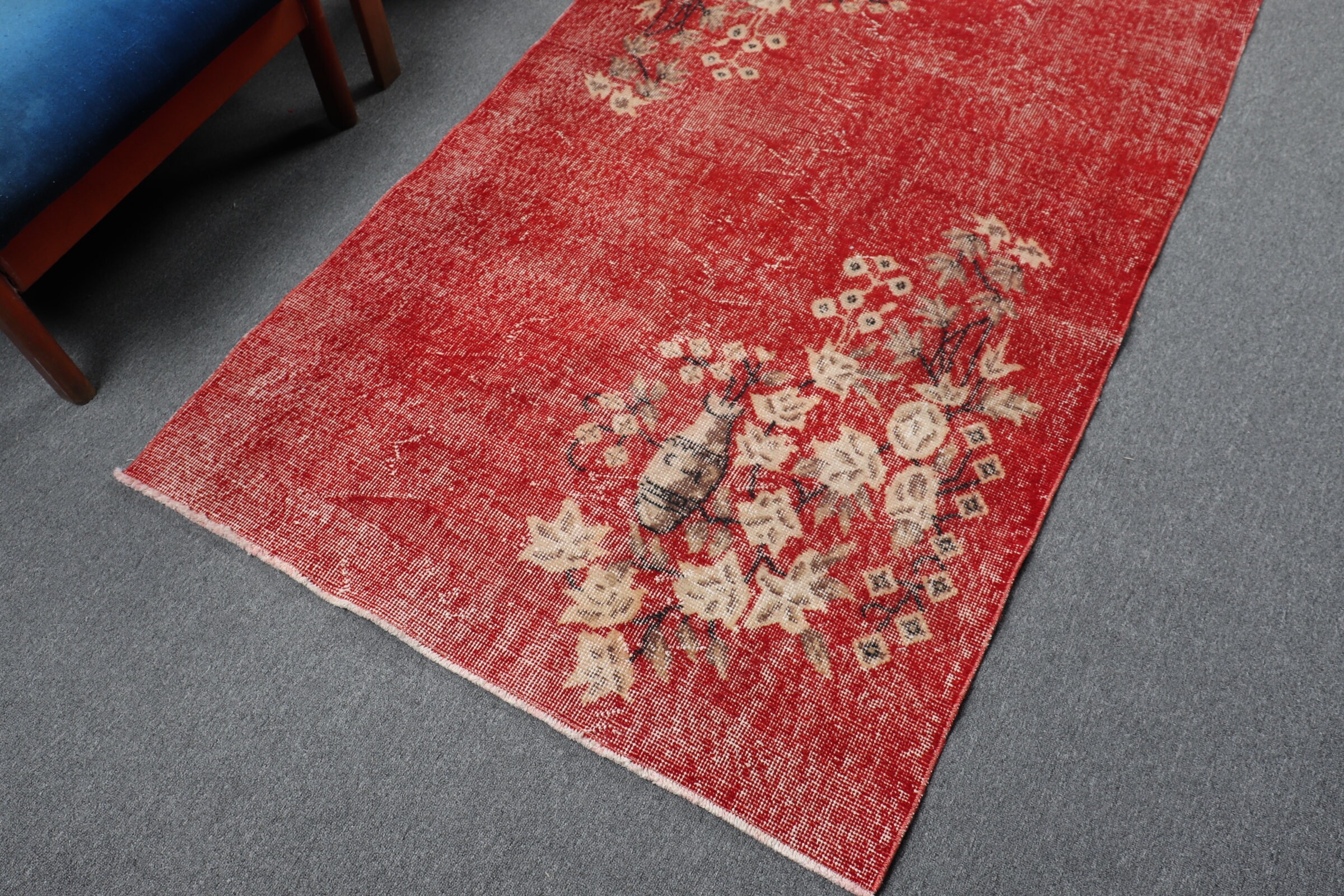 Red Kitchen Rug, 3.6x6.5 ft Accent Rug, Home Decor Rugs, Turkish Rug, Entry Rug, Bedroom Rugs, Rugs for Kitchen, Vintage Rug, Wool Rug