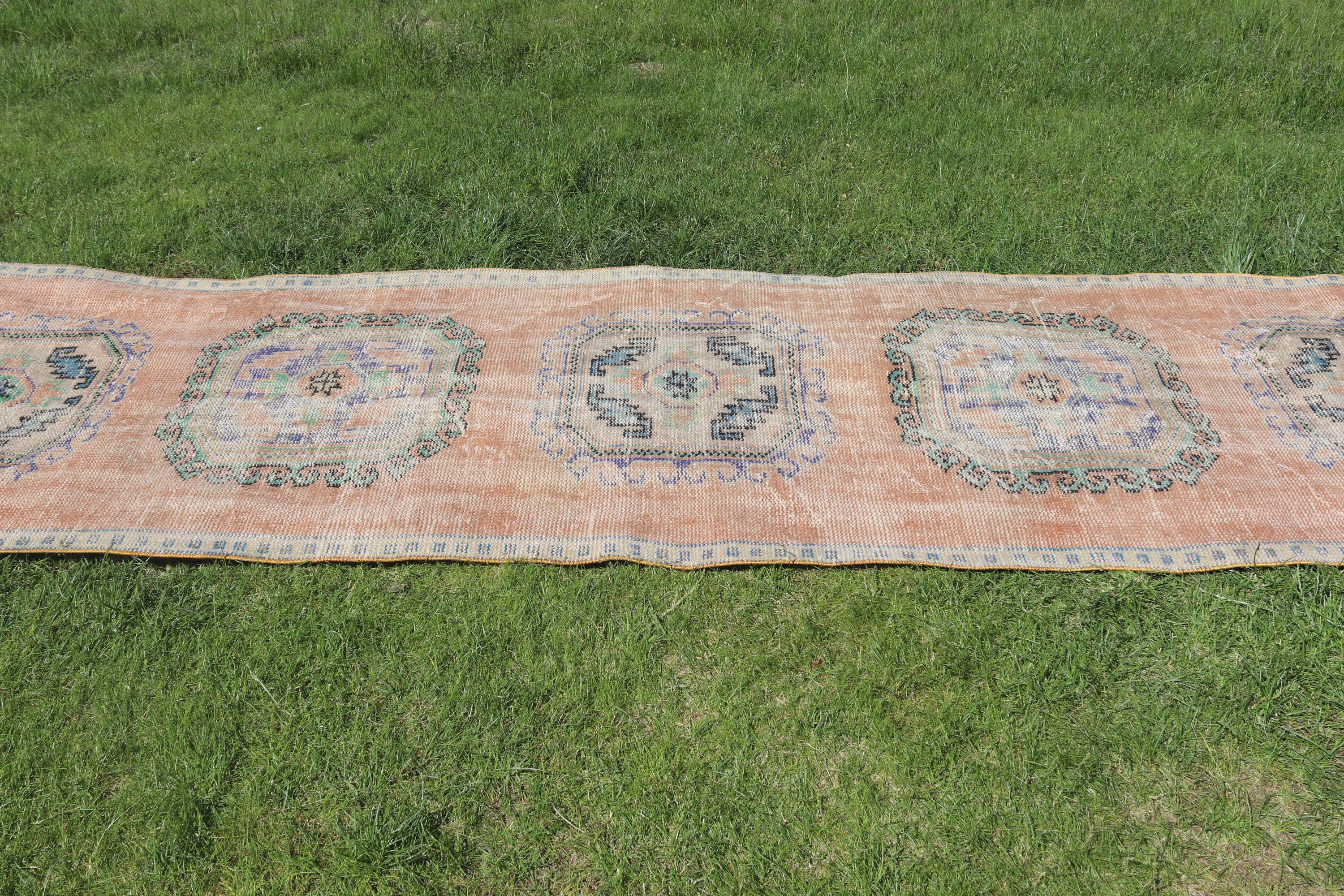 Vintage Rug, Aztec Rug, Oriental Rug, Beni Ourain Runner Rug, 3x11.7 ft Runner Rug, Turkish Rug, Kitchen Rug, Brown Wool Rug, Anatolian Rug