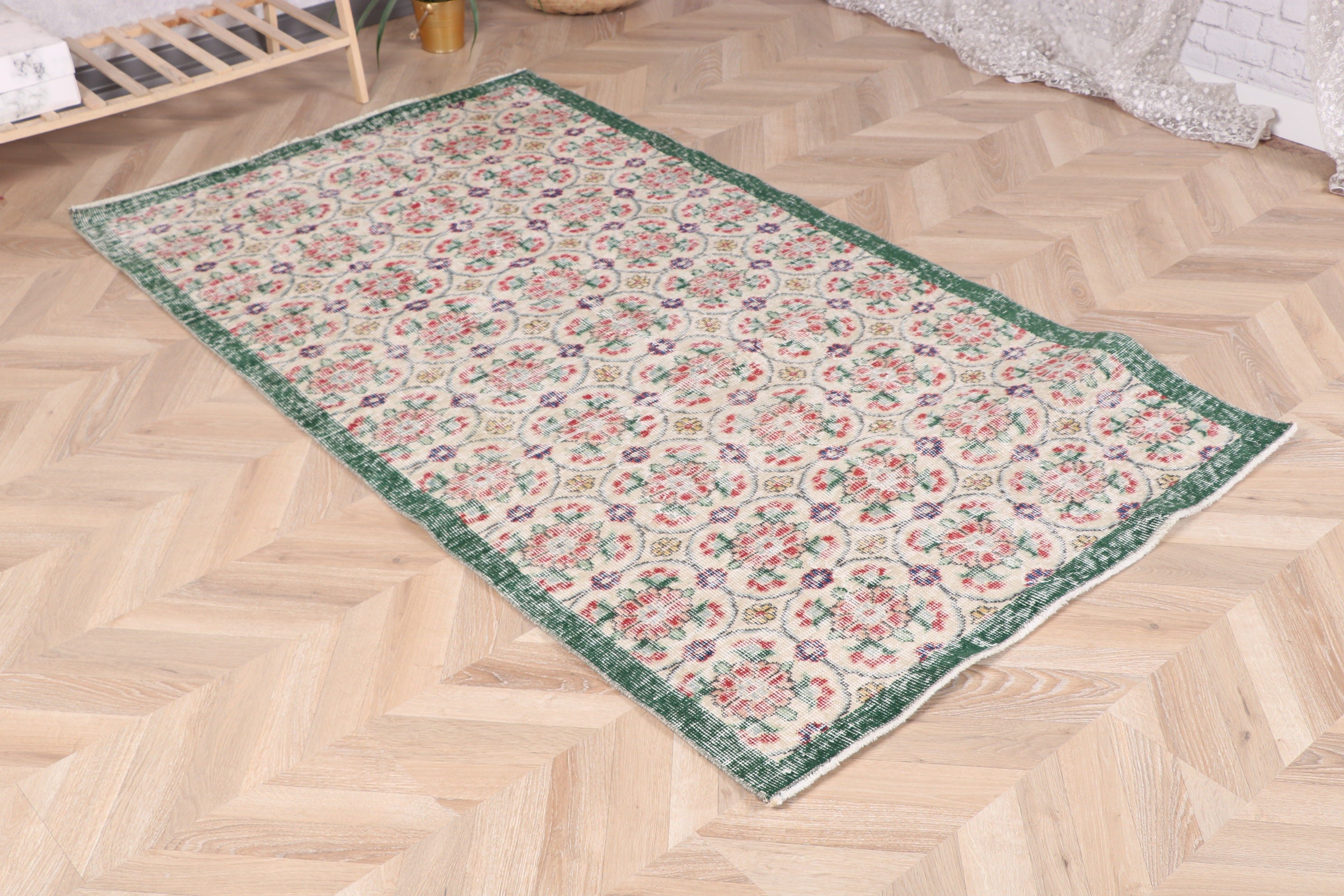 Boho Halılar, Oryantal Halılar, Bej Nötr Halılar, Mutfak Halıları, Vintage Halılar, Oushak Halılar, 3,5x6,3 ft Accent Halı, Türk Halıları, Yatak Odası Halıları