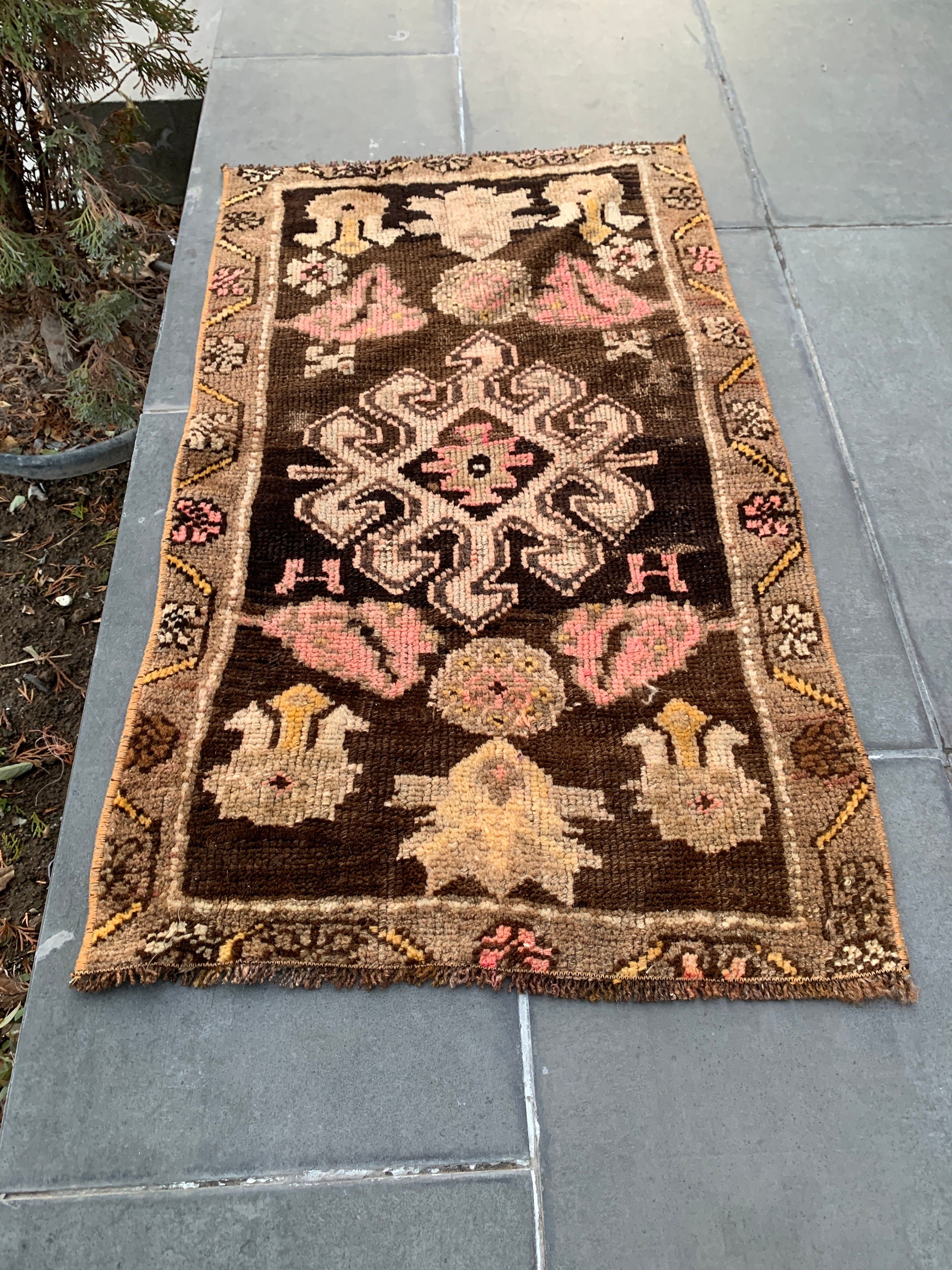 Old Rug, Kitchen Rugs, Vintage Rug, Turkish Rug, Wall Hanging Rug, Oriental Rug, Beige  1.7x2.9 ft Small Rugs, Home Decor Rugs