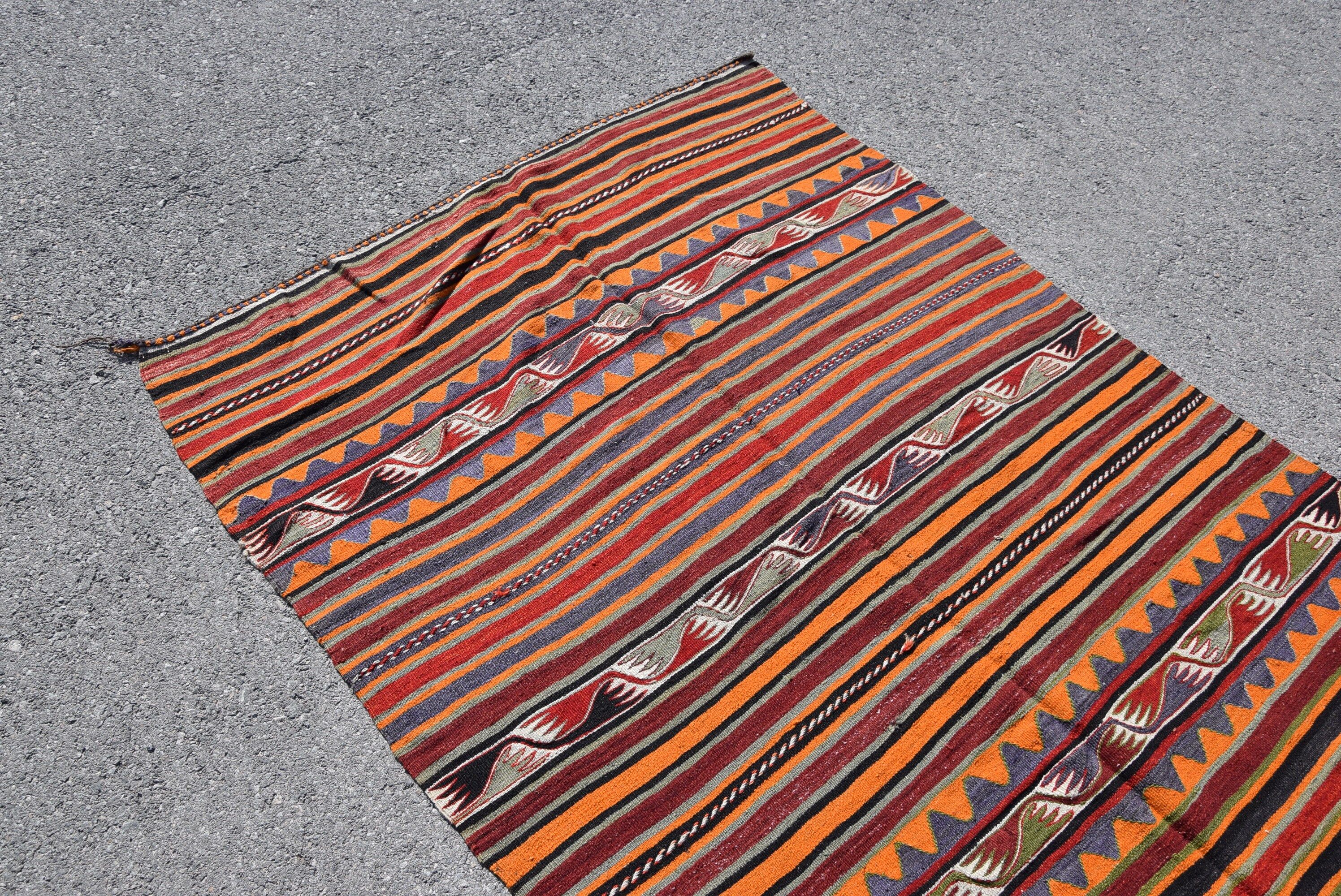 Oryantal Halı, Kilim, 4.5x13.2 ft Yolluk Halısı, Merdiven Halısı, Kırmızı Oushak Halısı, Türk Halıları, Vintage Halılar, Düğün Halısı, Fas Halıları, Koridor Halısı