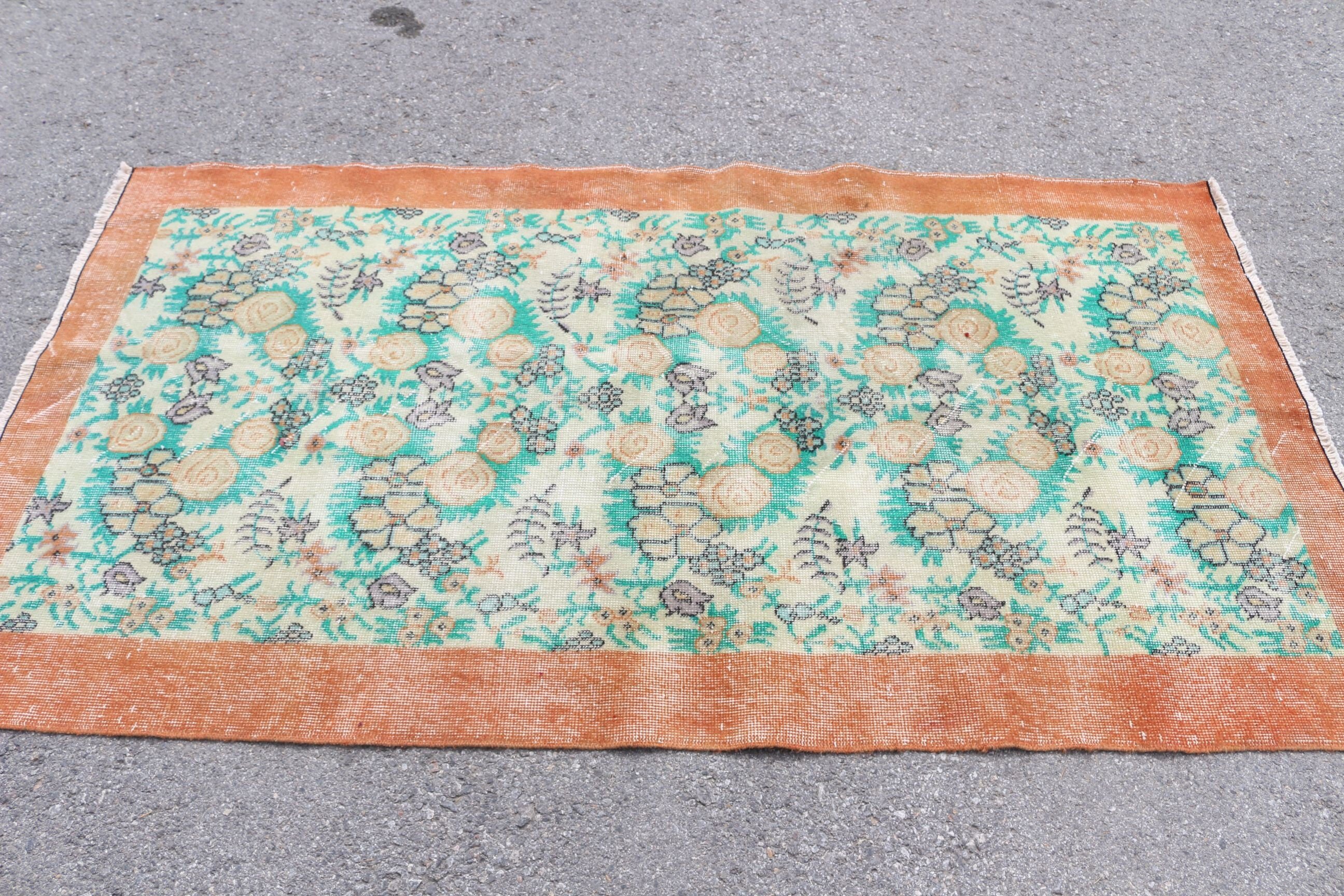 Pastel Rug, Vintage Rug, Turkish Rug, Rugs for Bedroom, Orange Floor Rugs, Moroccan Rugs, 3.7x6.7 ft Area Rugs, Nursery Rug