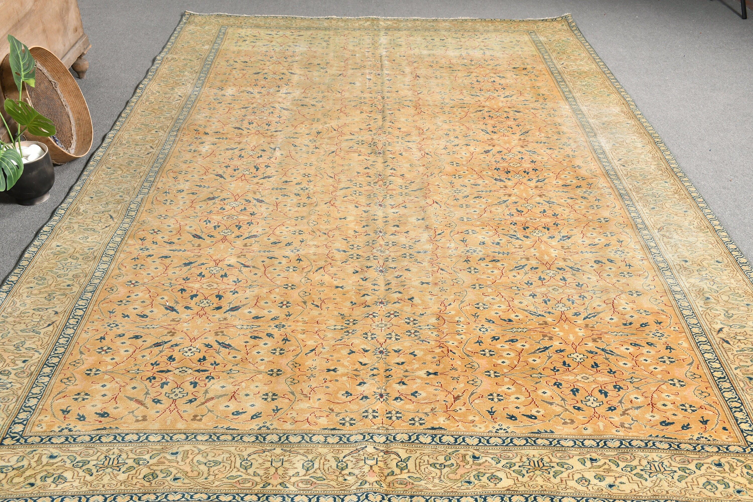 Oturma Odası Halıları, 7.2x10.7 ft Büyük Boy Halı, Salon Halıları, Türk Halıları, Kahverengi Havalı Halı, Sanat Halısı, Vintage Halı, Havalı Halılar, Anadolu Halıları