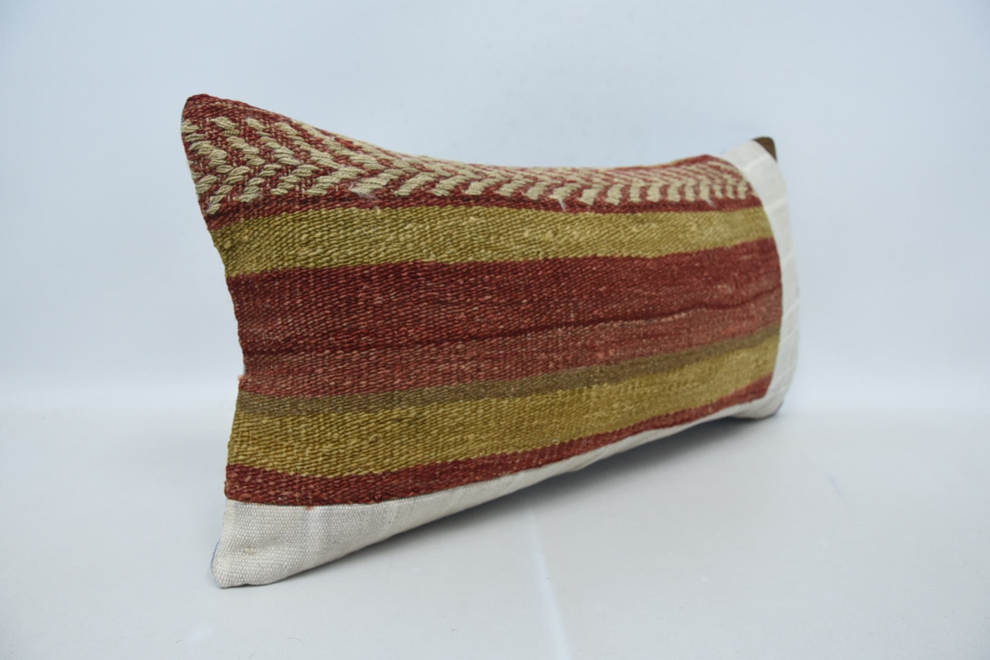 Throw Kilim Pillow, Gift Pillow, Turkish Kilim Pillow, Bright Pillow Case, Handmade Rug Seat Pillow Cover, 12"x24" Red Pillow Cover