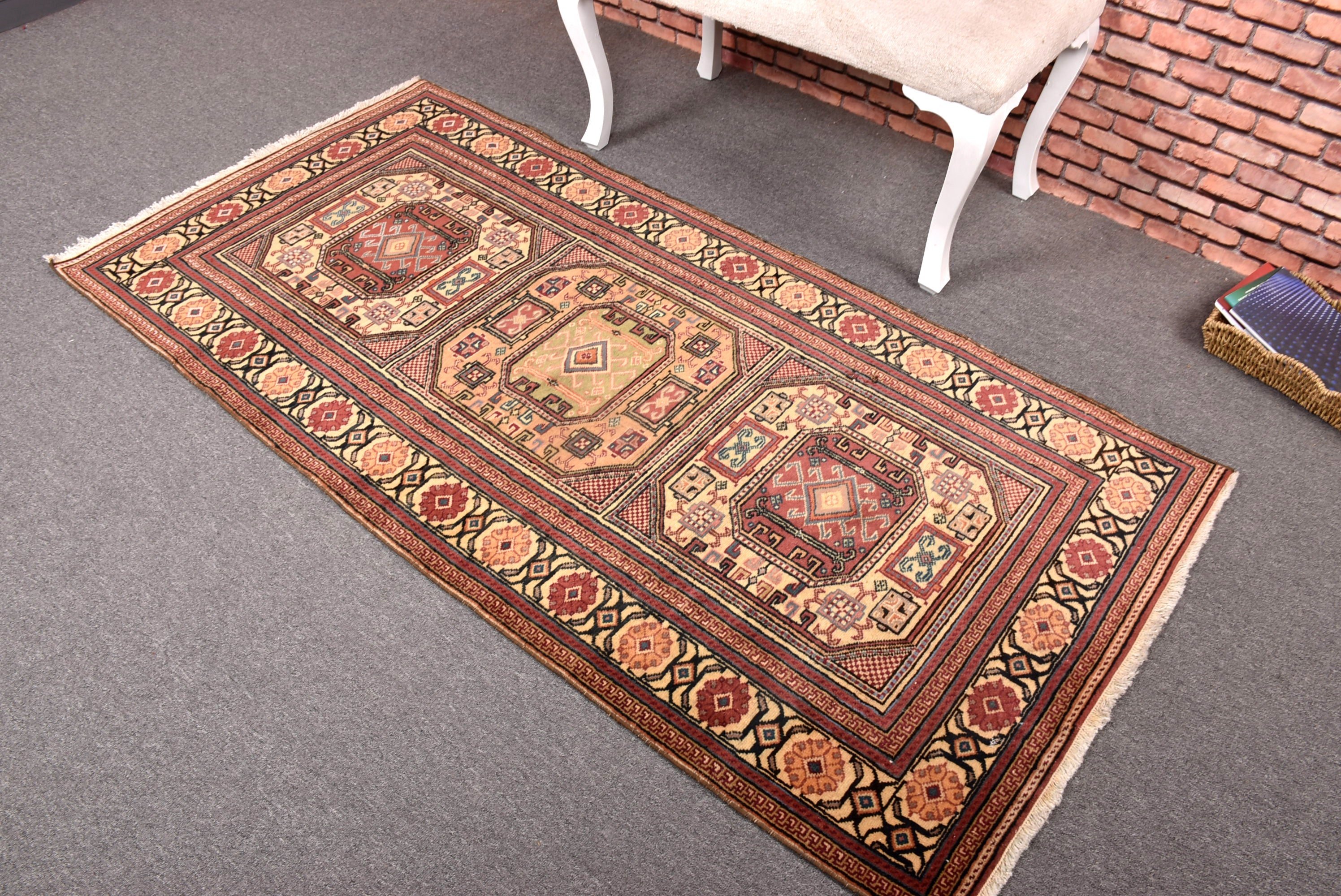 Dekoratif Halılar, 3.1x6.5 ft Vurgulu Halılar, Mor Lüks Halılar, Vintage Vurgulu Halılar, Nötr Halı, Yün Halı, Boho Halı, Türk Halısı, Vintage Halı