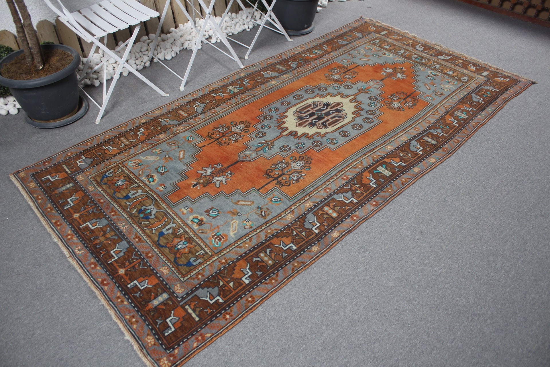 Home Decor Rug, Bedroom Rug, Nursery Rug, Vintage Rug, Orange Anatolian Rug, Outdoor Rug, Turkish Rug, 4.2x8.9 ft Area Rug, Rugs for Area