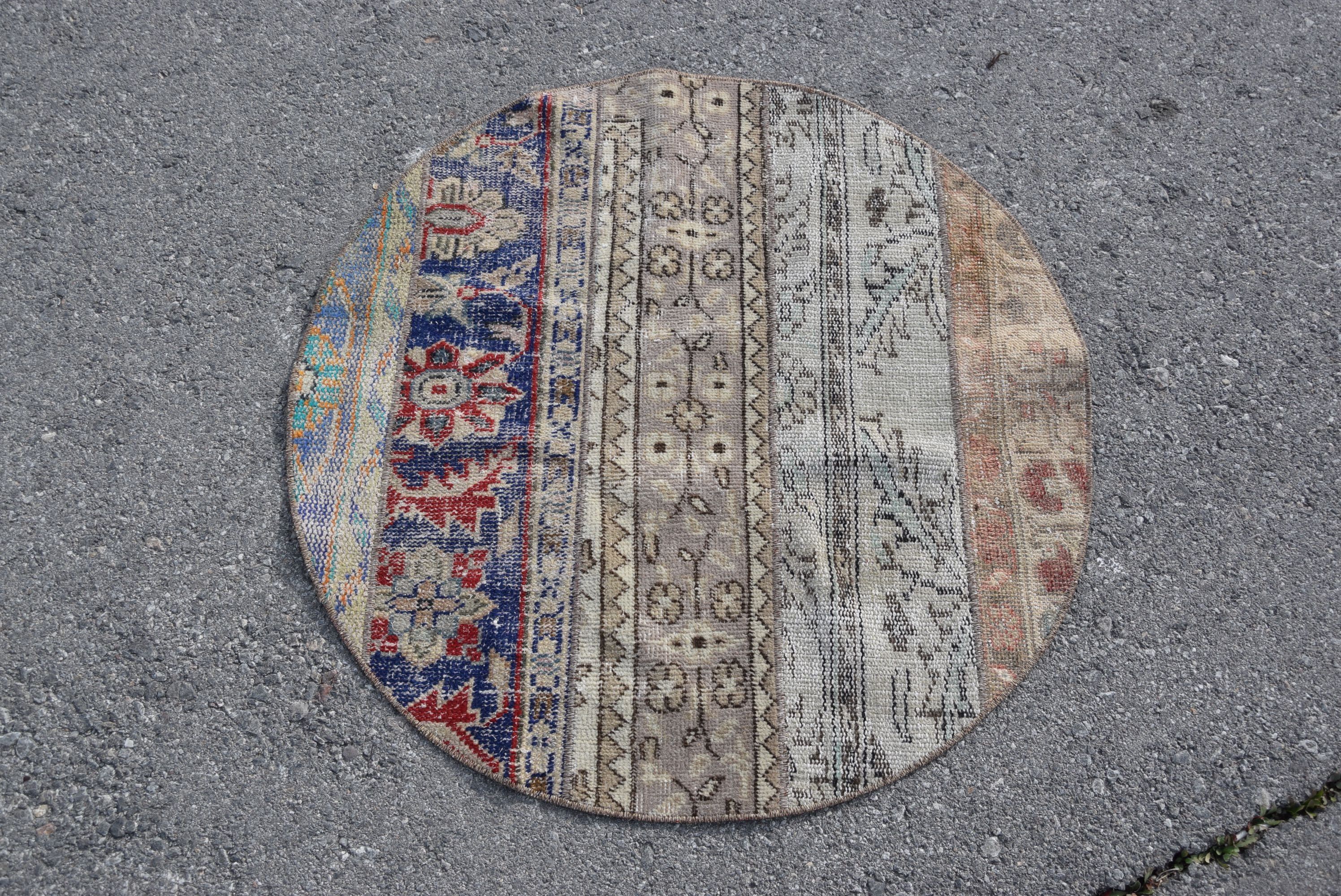 Mutfak Halısı, Vintage Halılar, Oryantal Halı, Türk Halıları, 2,9x2,9 ft Küçük Halı, Oushak Halı, Özel Halı, Duvara Asılı Halı, Bej Yün Halılar