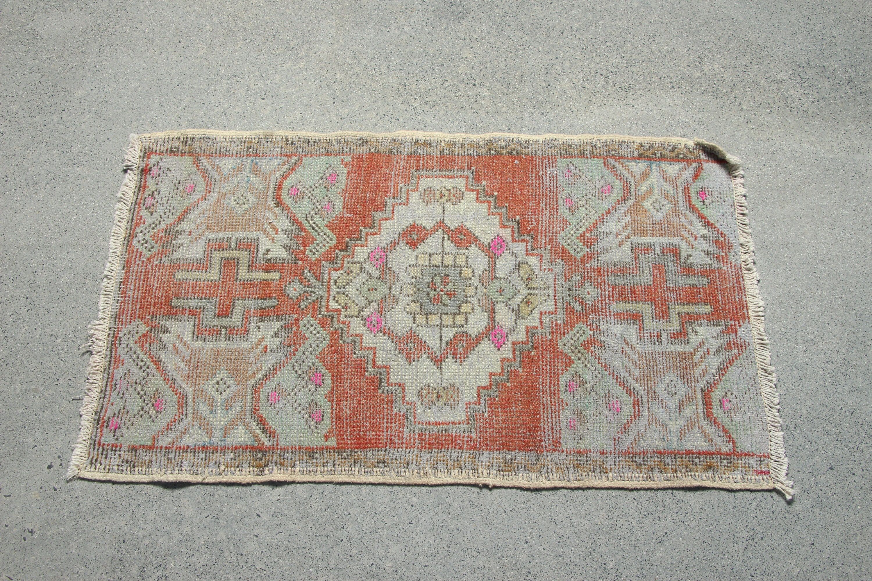 Turkish Rugs, Vintage Rug, Kitchen Rugs, Orange Floor Rug, Door Mat Rug, Floor Rug, 1.7x2.9 ft Small Rug, Rugs for Bedroom, Bedroom Rug