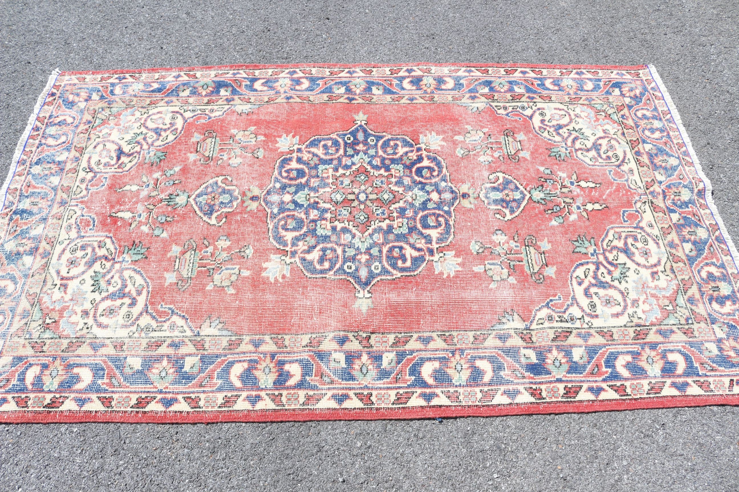 Anatolian Rug, Oushak Rugs, Red Kitchen Rug, Turkish Rug, Vintage Rugs, Aztec Rug, Living Room Rugs, Rugs for Area, 3.9x6.5 ft Area Rug