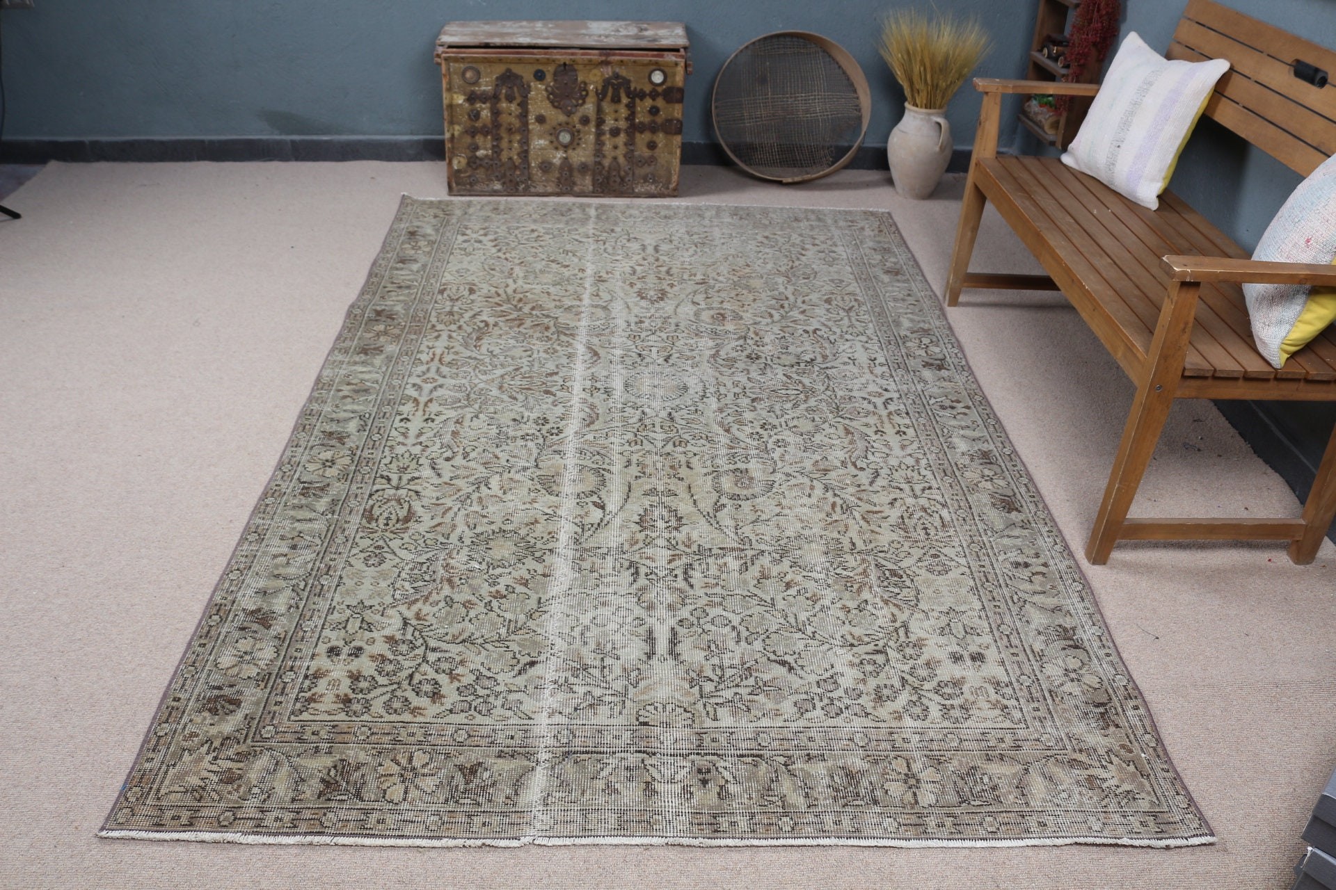 Anatolian Rug, 5.4x8.6 ft Large Rugs, Green Bedroom Rugs, Dining Room Rugs, Living Room Rugs, Vintage Rugs, Turkish Rugs, Oriental Rugs