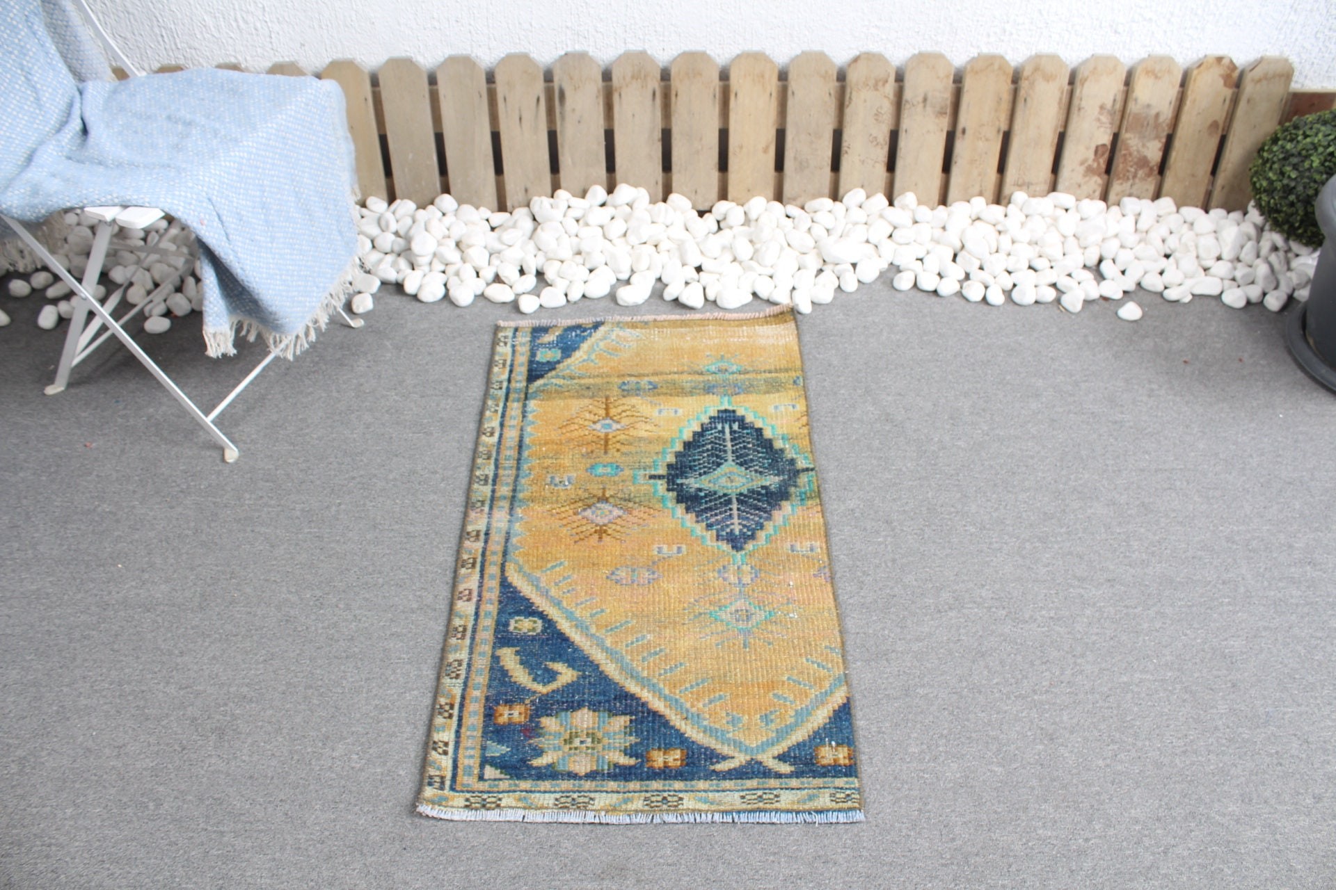 Araba Paspas Halısı, 1.8x3.1 ft Küçük Halı, Mutfak Halıları, Türk Halısı, Banyo Halısı, Sarı Fas Halısı, Fas Halısı, Vintage Halı, Mutfak Halıları