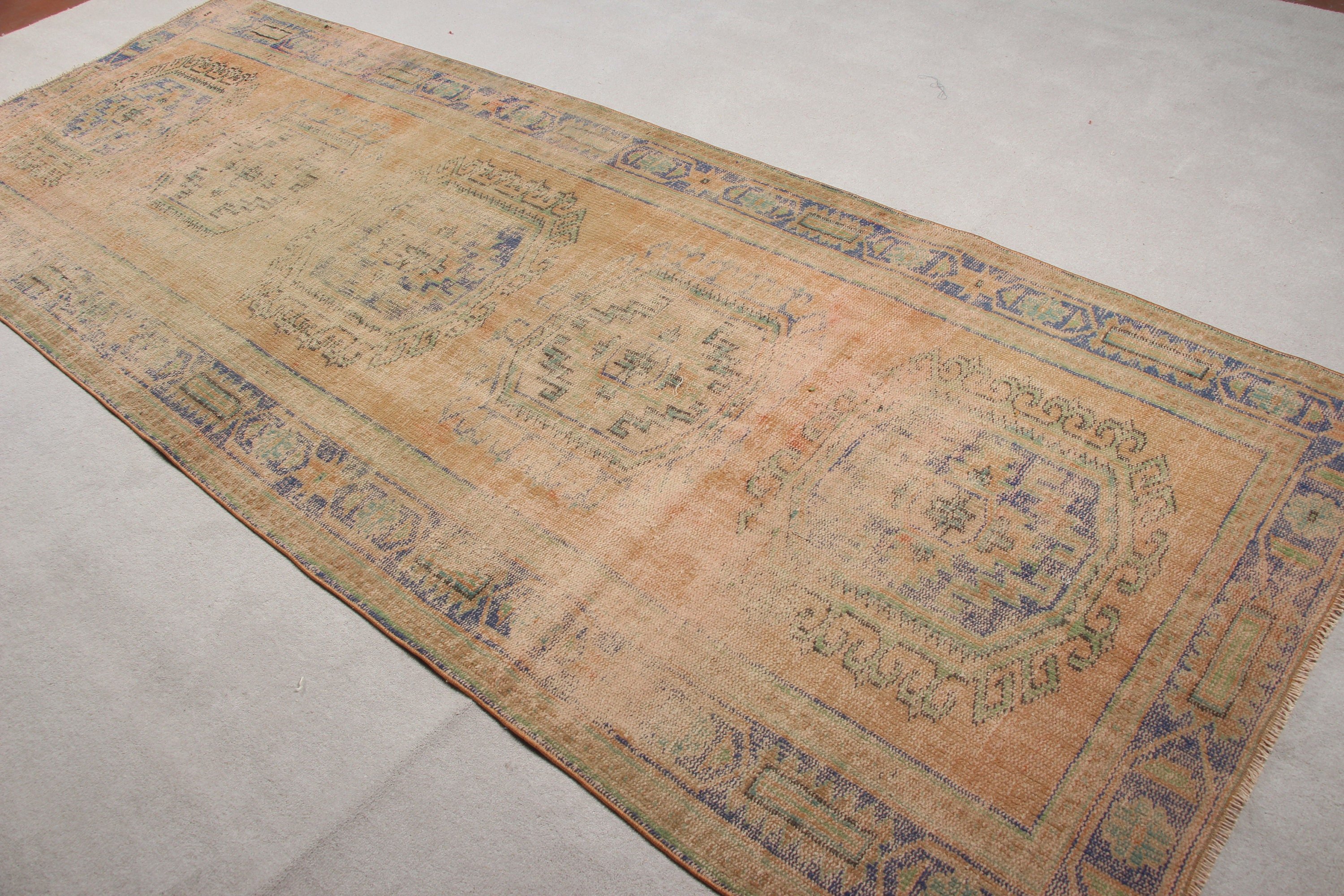 Anadolu Halısı, 4.2x11.1 ft Runner Halısı, Koridor Halıları, Yer Halısı, Türk Halısı, Turuncu Yatak Odası Halıları, Merdiven Halısı, Vintage Halılar, Boho Halısı