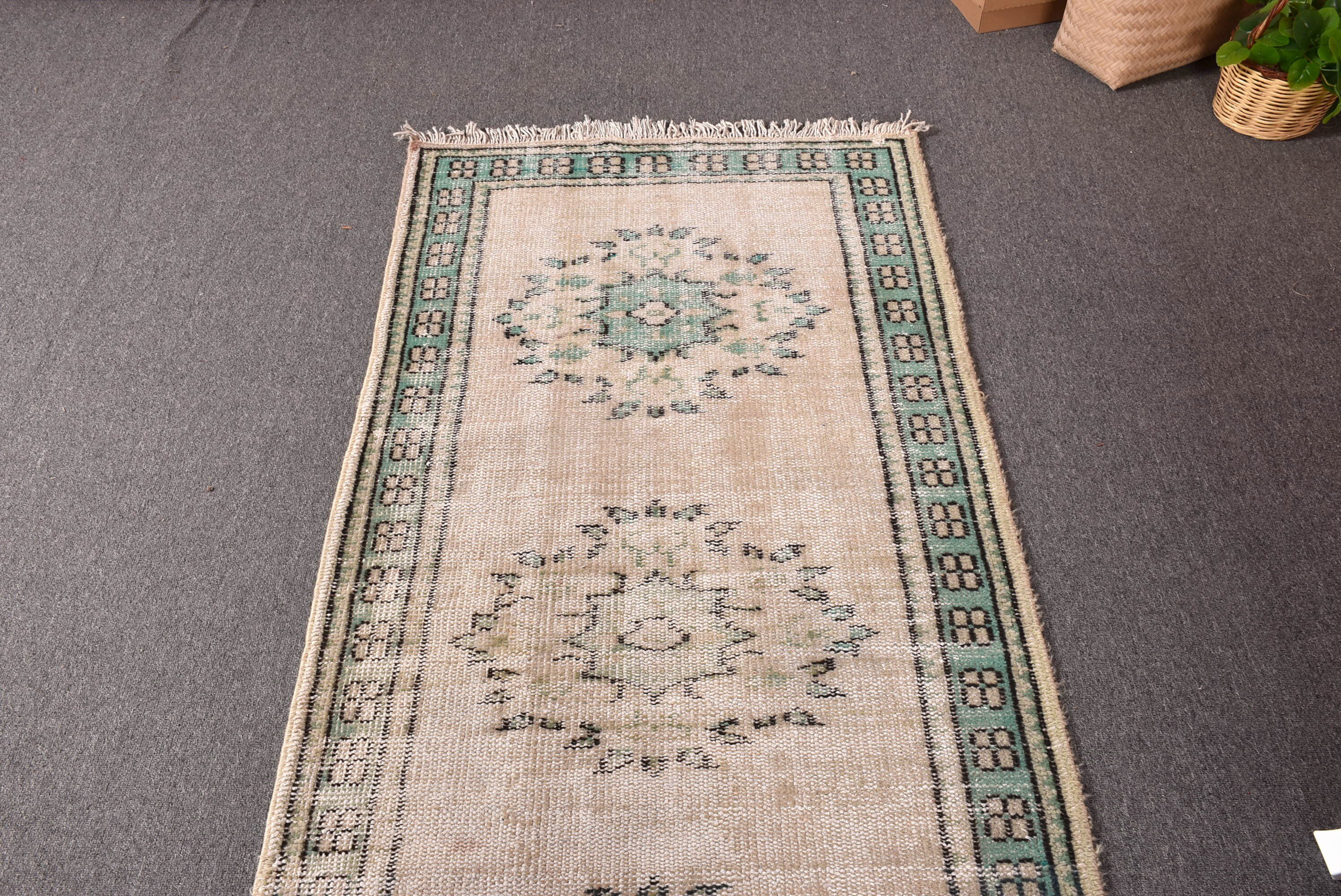 Vintage Runner Halıları, Türk Halısı, Boho Halısı, Vintage Halısı, Uzun Koşucu Halıları, Bej İfade Halıları, 2,7x11,3 ft Runner Halısı