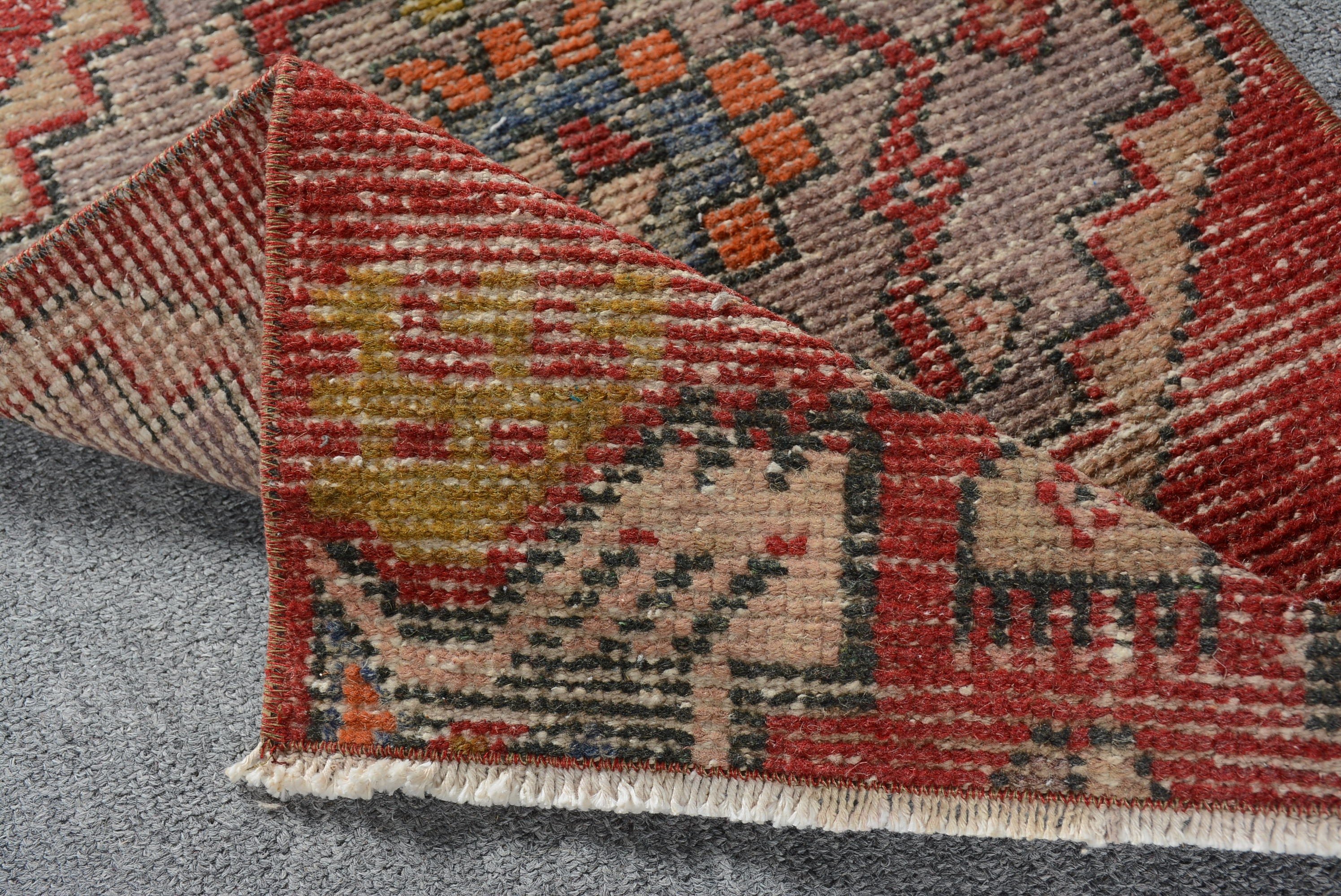 Bedroom Rug, Vintage Rug, Oriental Rug, Distressed Rug, Red Kitchen Rug, Rugs for Bedroom, 1.4x2.1 ft Small Rug, Turkish Rug, Anatolian Rug