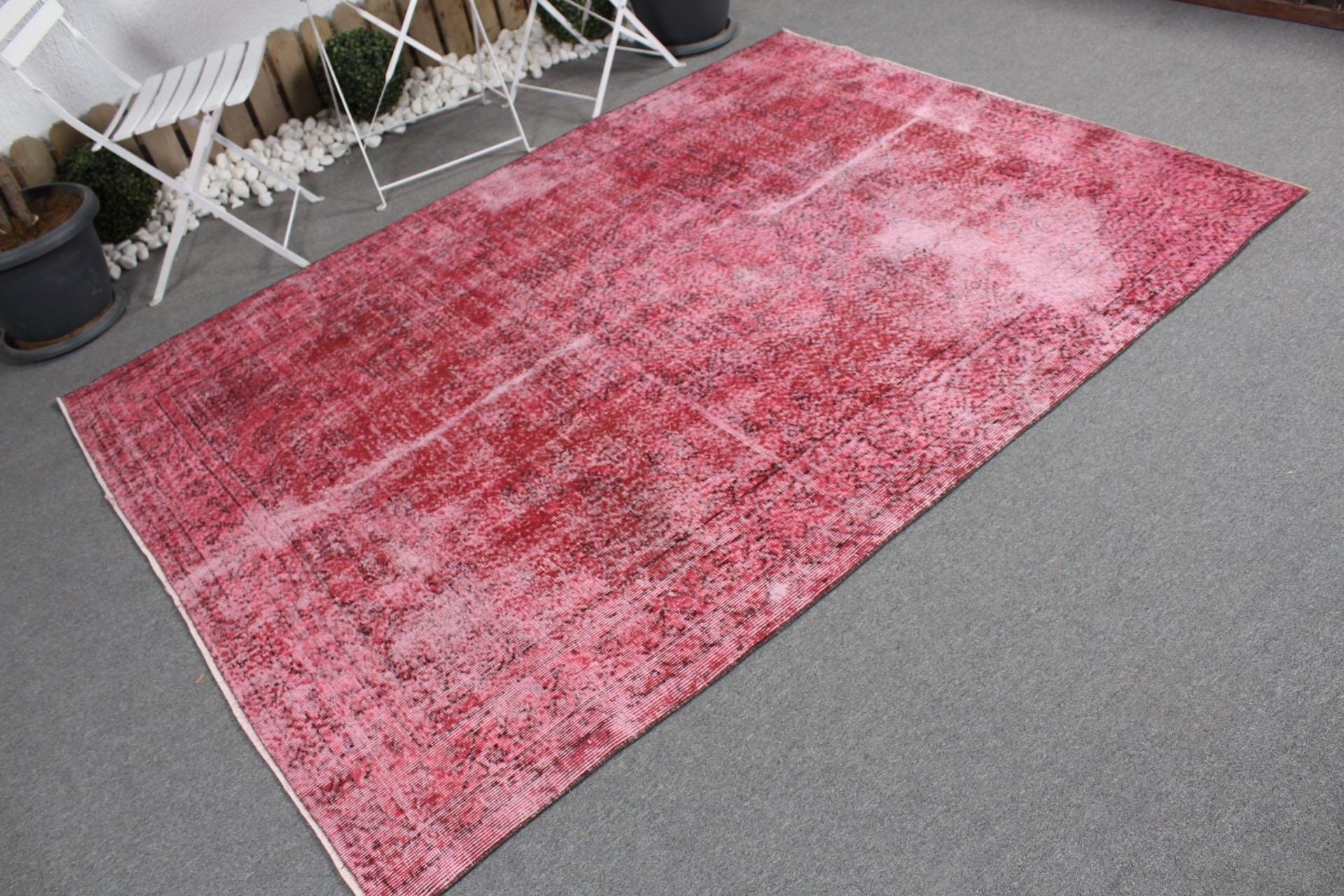 Rugs for Salon, Pink Moroccan Rugs, Bedroom Rug, Salon Rug, Vintage Rug, Turkish Rugs, 5.5x7.6 ft Large Rug, Home Decor Rug, Kitchen Rugs