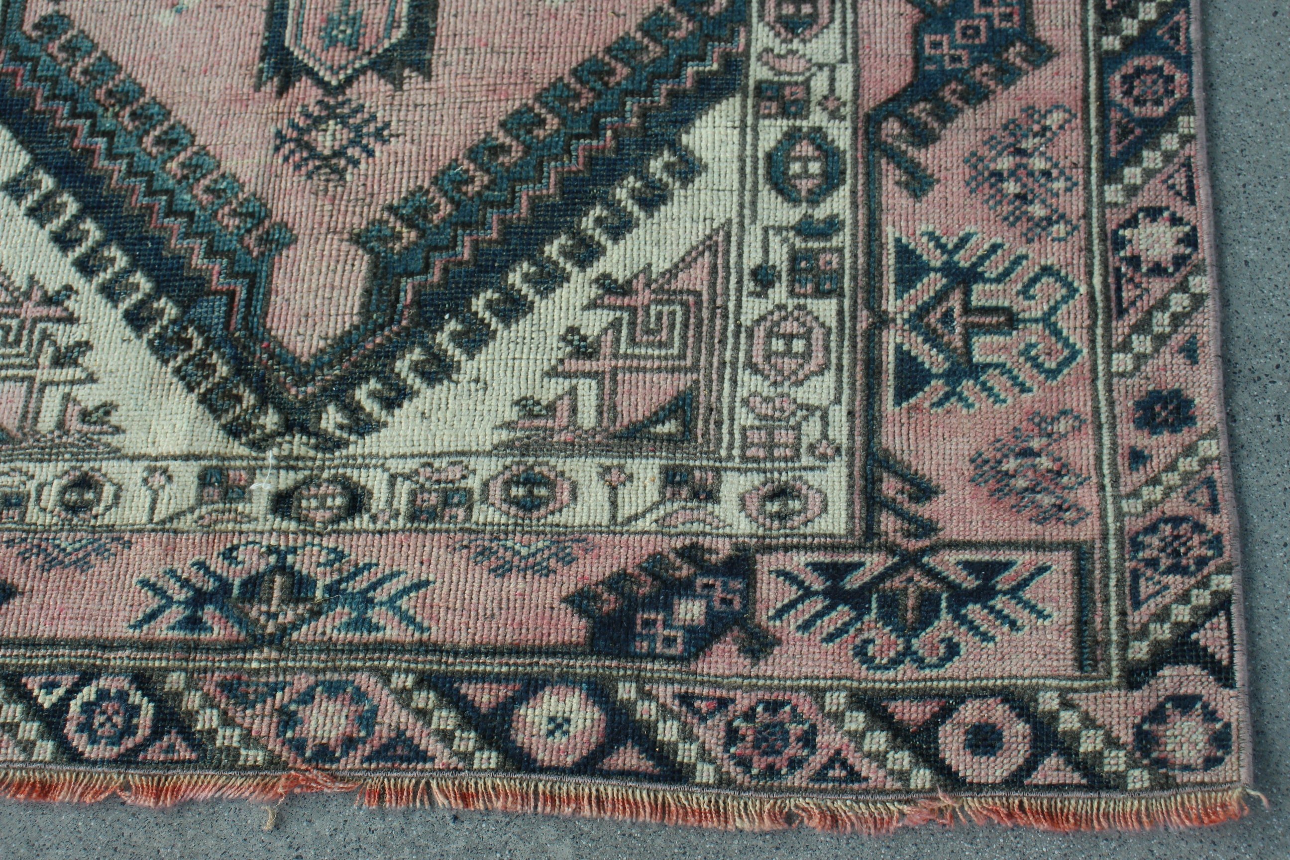 Pembe Boho Halılar, Vintage Alan Halıları, Vintage Halılar, Yatak Odası Halısı, Türk Halıları, Soğuk Halı, Alan Halıları, 3,9x6,2 ft Alan Halısı