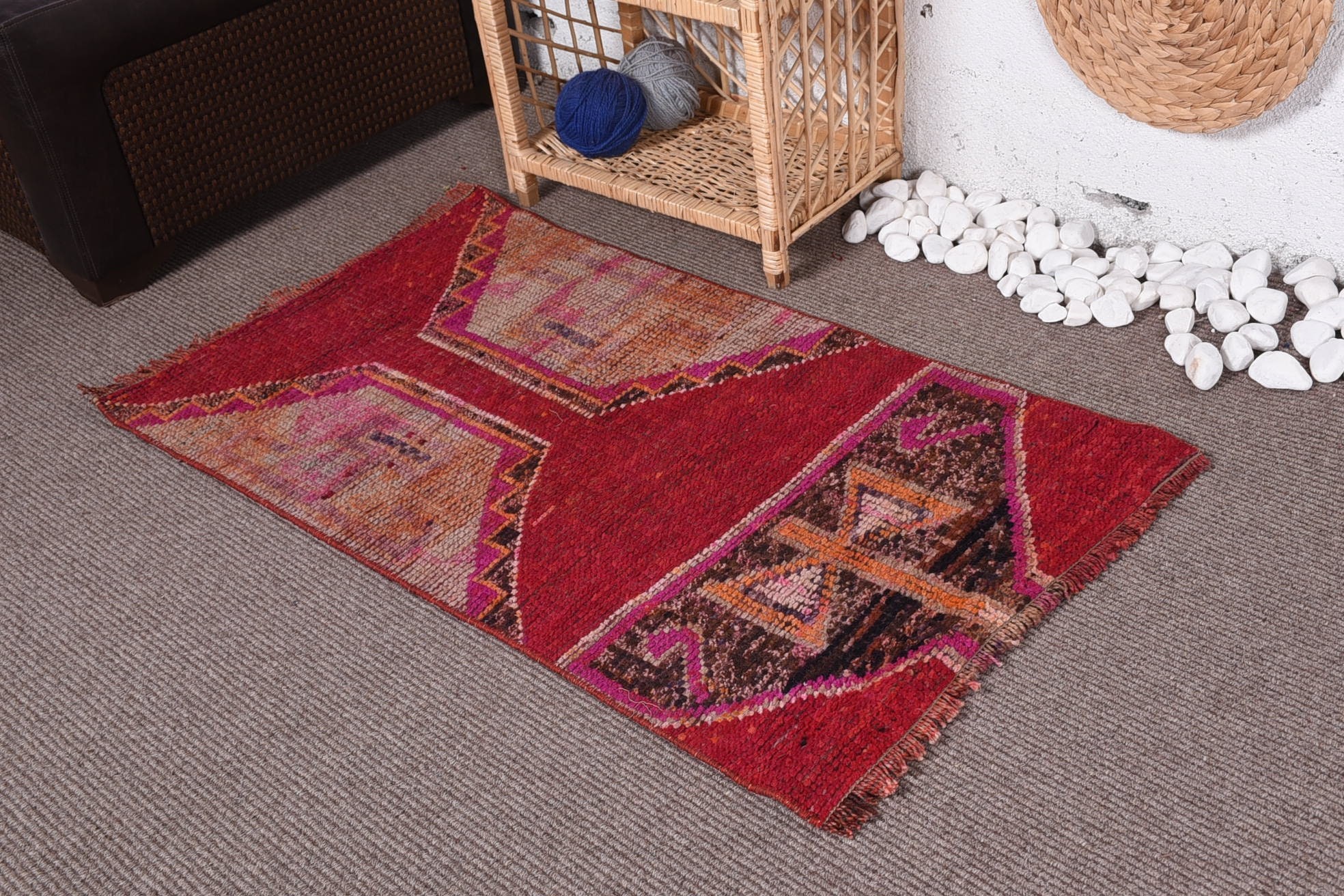 Red Kitchen Rug, Kitchen Rugs, Turkish Rug, Wall Hanging Rug, 2.2x3.8 ft Small Rugs, Bath Rugs, Cute Rugs, Vintage Rug