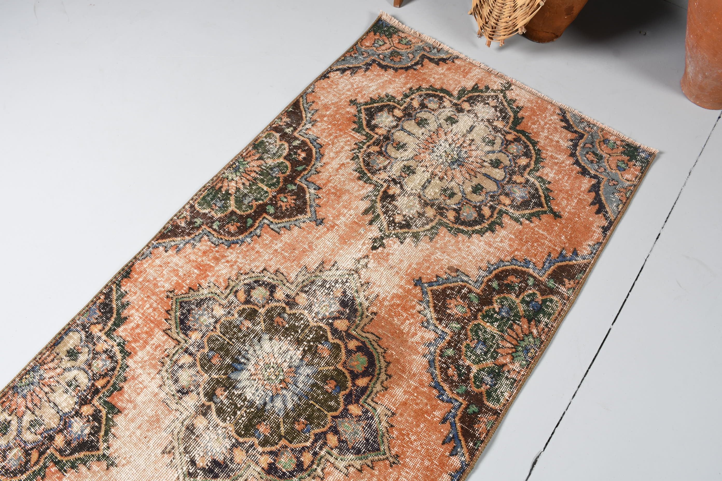 3x6.8 ft Accent Rug, Kitchen Rug, Rugs for Entry, Entry Rug, Anatolian Rug, Orange Cool Rugs, Vintage Rugs, Turkish Rug