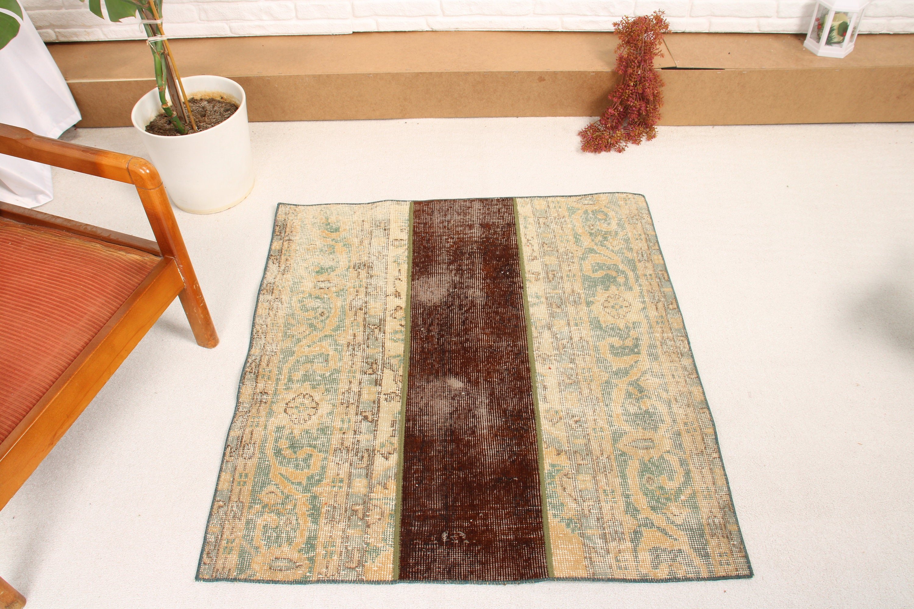 Anatolian Rugs, Bathroom Rug, Nursery Rug, Green Cool Rugs, Vintage Rug, Turkish Rugs, Ethnic Rugs, 3.2x3.4 ft Small Rugs, Kitchen Rug