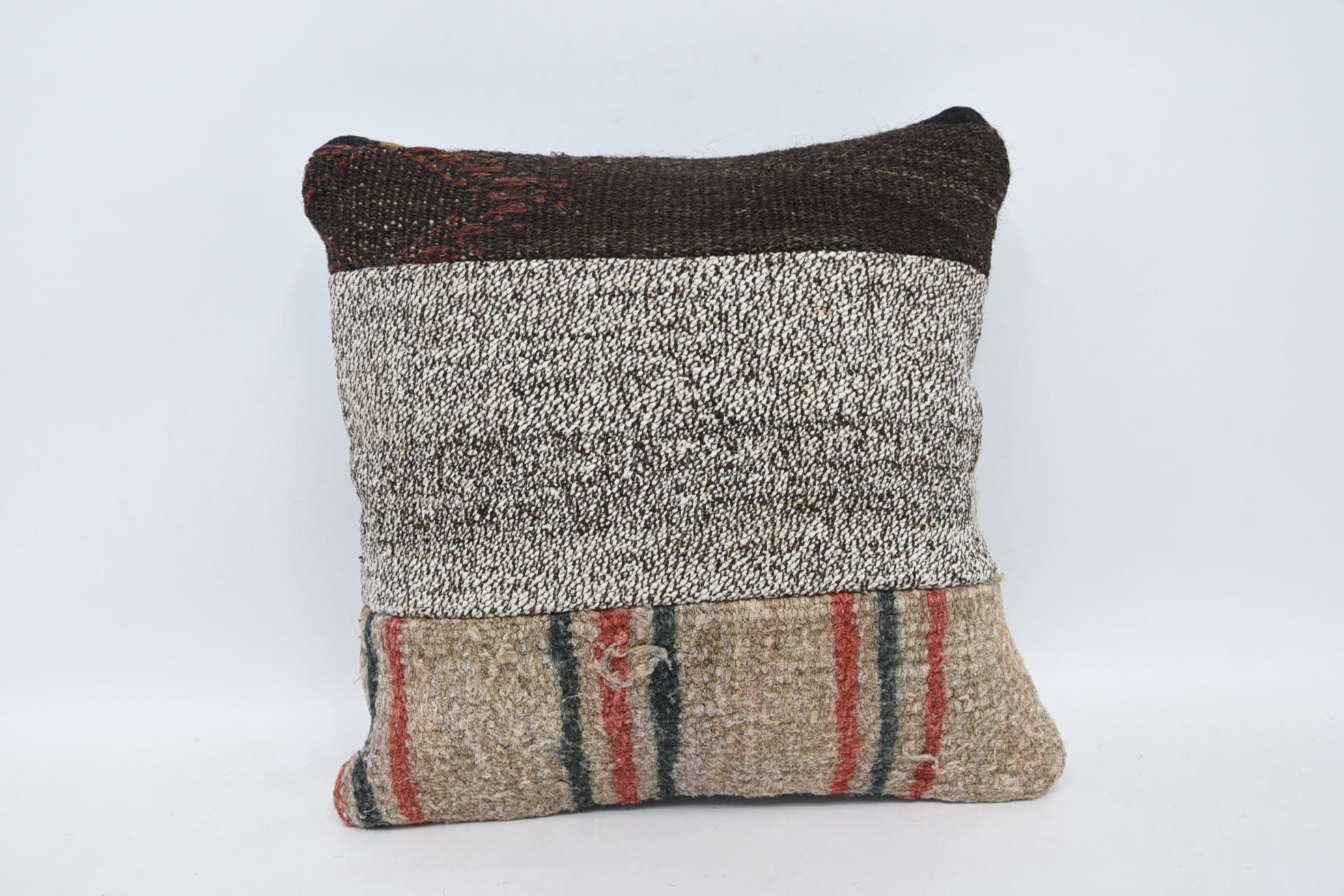 Bolster Throw Cushion Cover, Throw Kilim Pillow, Turkish Kilim Pillow, 16"x16" Beige Cushion Cover, Vintage Kilim Pillow