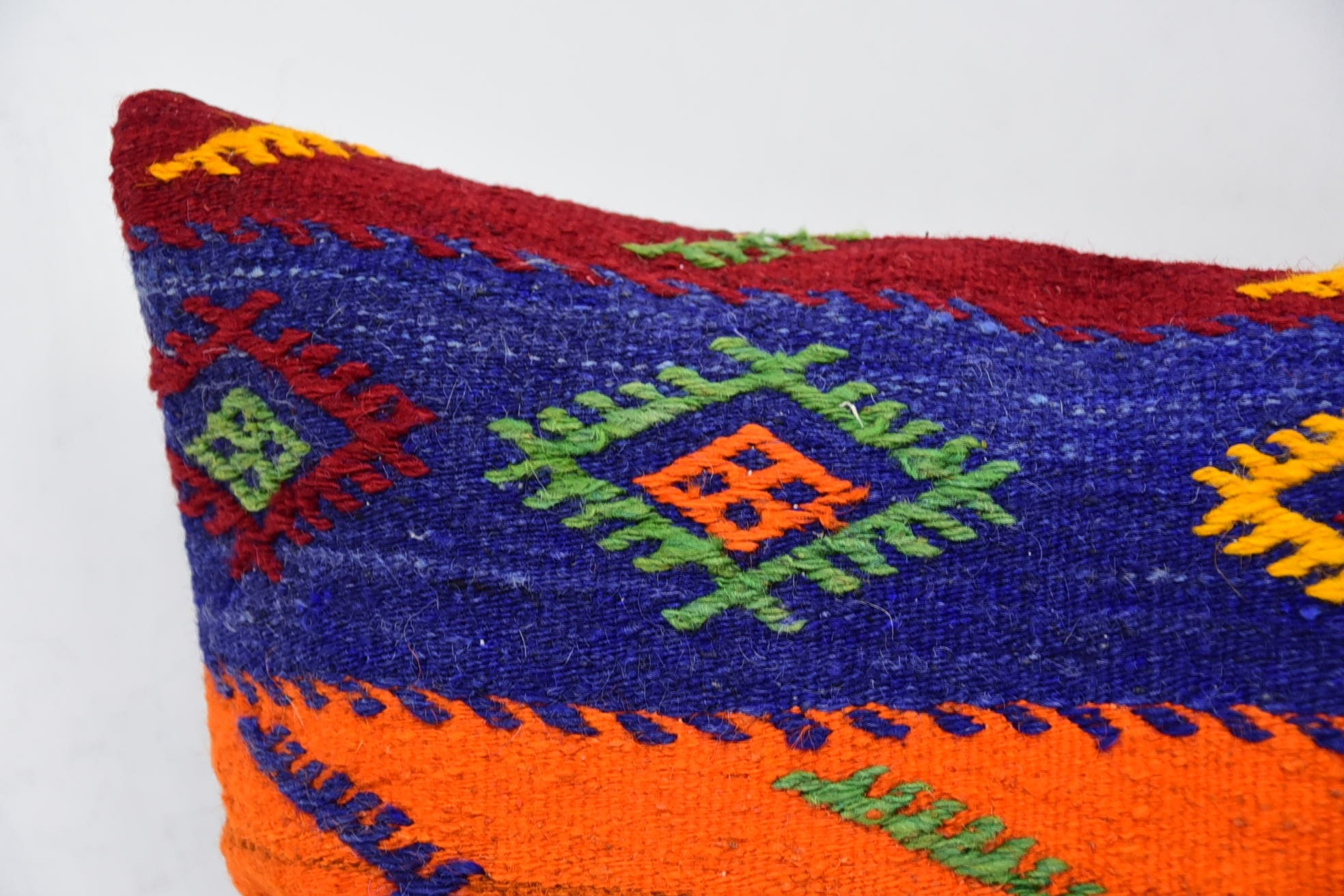 Morroccon Kilim Cushion Pillow Cover, Home Decor Pillow, Vintage Pillow, 16"x24" Blue Pillow Sham, Antique Pillows, Cozy Throw Pillow