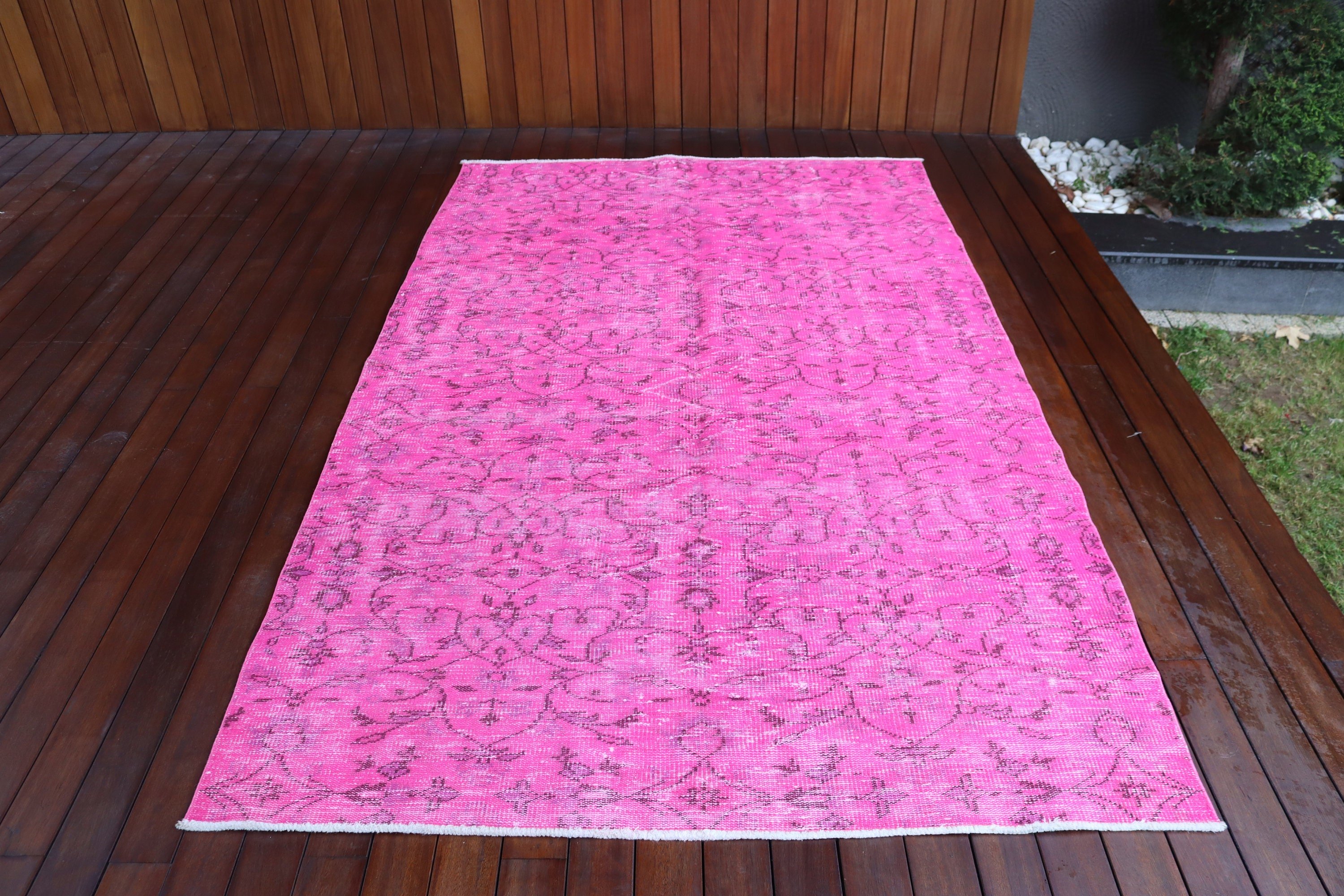 Vintage Halılar, Pembe Lüks Halı, Oturma Odası Halısı, Düz Dokuma Halı, Türk Halısı, Türkiye Halısı, Büyük Vintage Halı, 5.2x8.6 ft Büyük Halı, Modern Halı