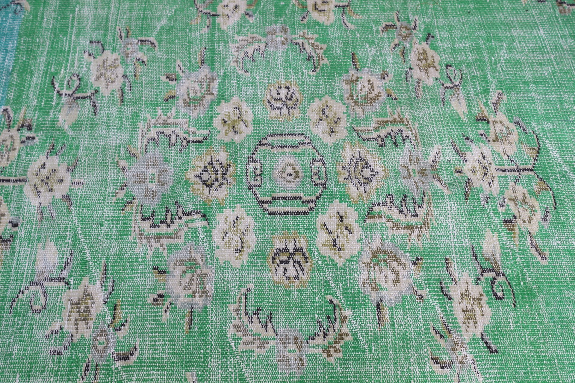 Fas Halısı, Yeşil Oushak Halıları, Havalı Halı, Yatak Odası Halısı, Salon Halısı, Oturma Odası Halıları, Türk Halısı, Vintage Halı, 5,2x8,4 ft Büyük Halı