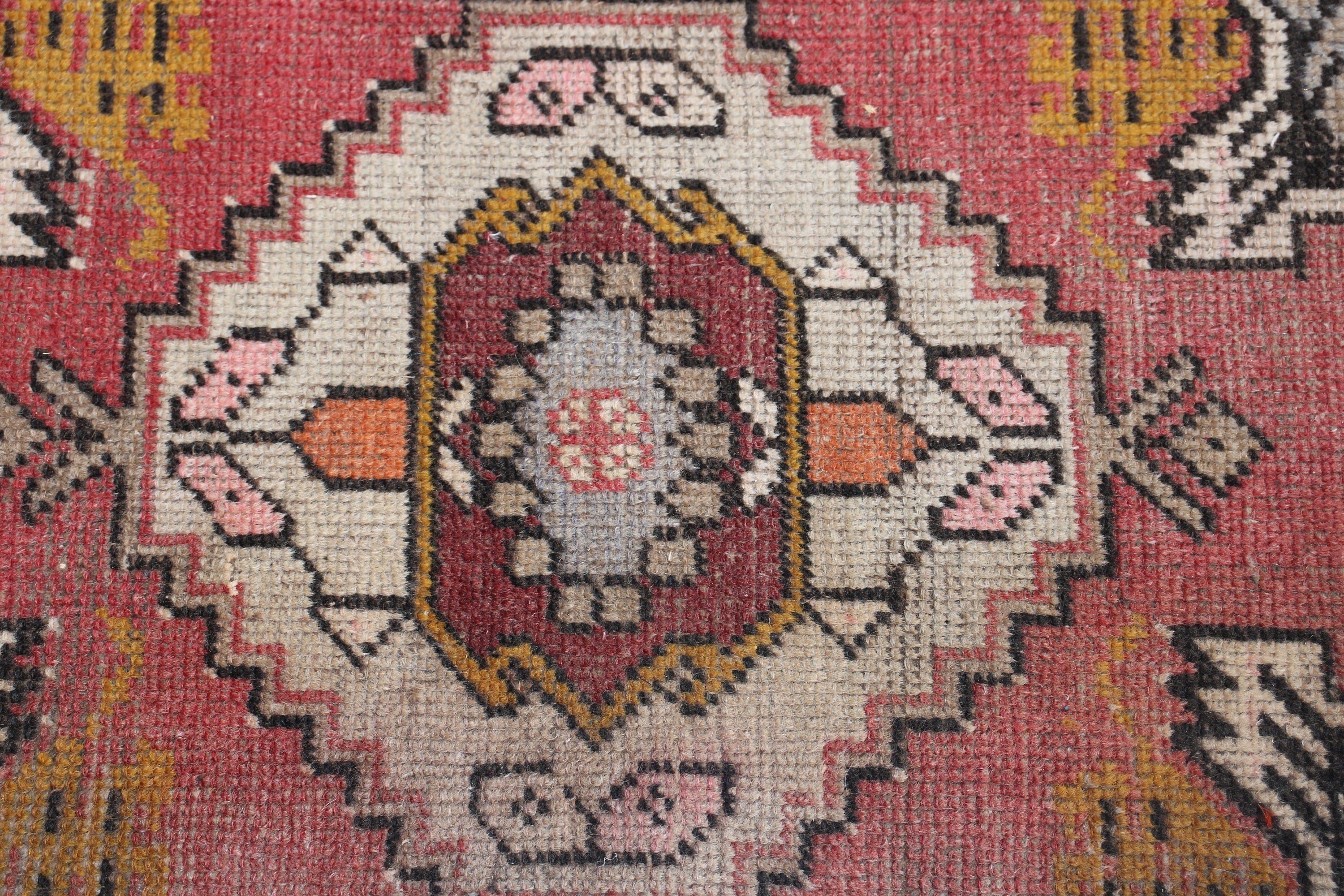 1.3x2.9 ft Küçük Halı, Vintage Halı, Yün Halılar, Duvara Asma Halılar, Kapı Paspası Halısı, Banyo Halısı, Kırmızı Düz ​​Dokuma Halılar, Soğuk Halı, Türk Halıları