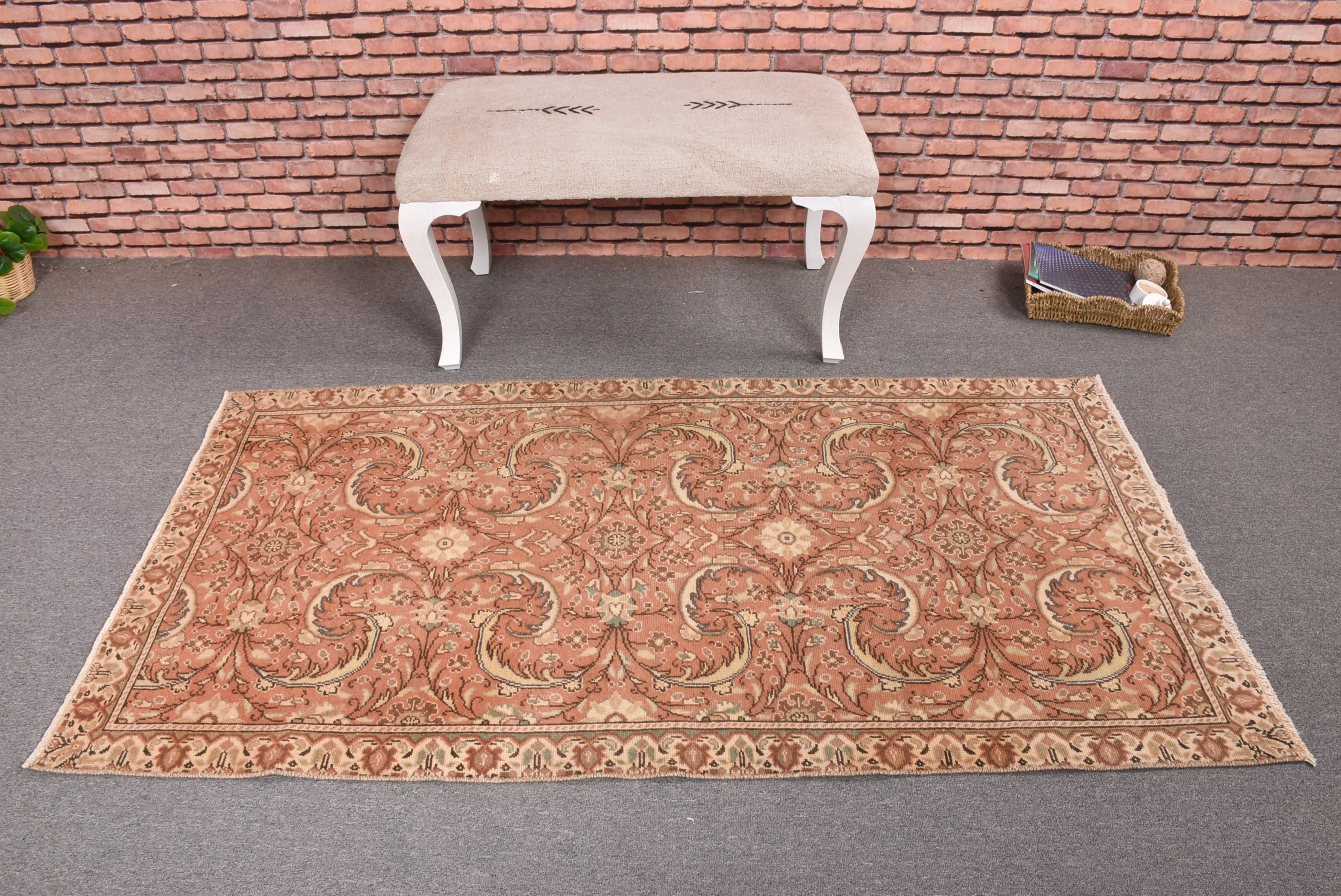 3.1x6 ft Accent Halılar, Turuncu Yatak Odası Halısı, Türk Halısı, Dekoratif Halılar, Anadolu Halısı, Antika Halılar, Vintage Halılar, Dekoratif Halı