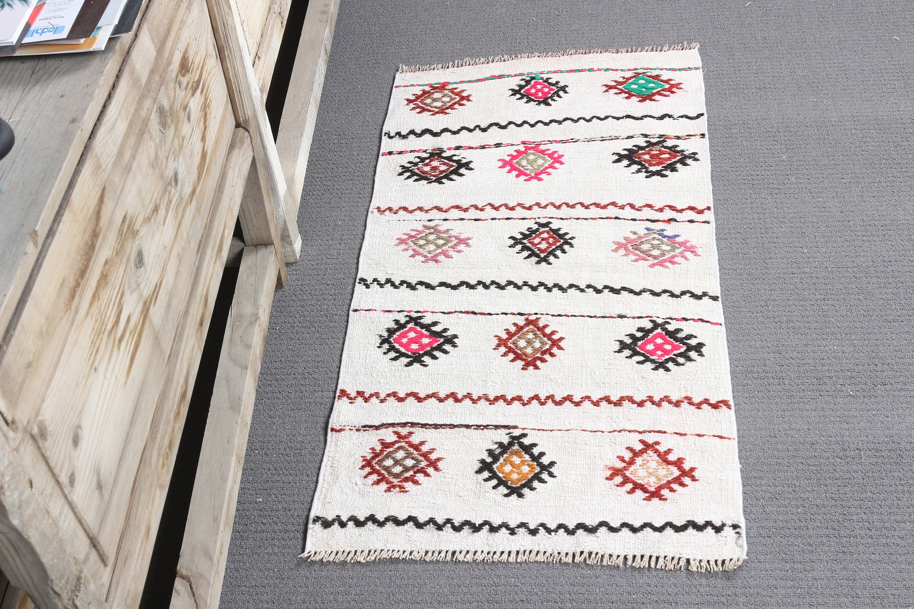 Door Mat Rugs, White Floor Rug, Floor Rugs, 1.7x3.4 ft Small Rug, Oriental Rug, Rugs for Kitchen, Bedroom Rug, Vintage Rugs, Turkish Rug