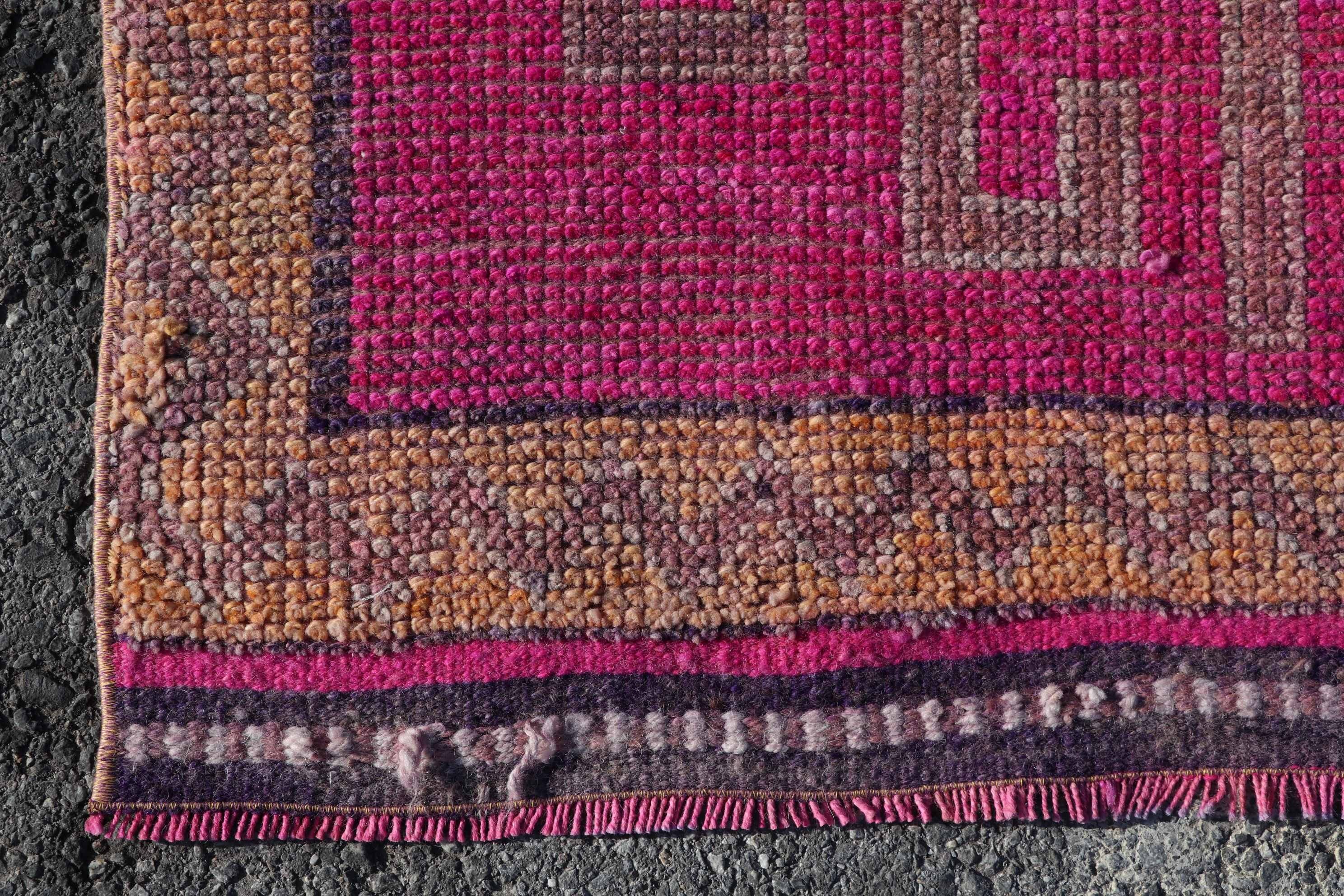 Pink Floor Rug, Corridor Rug, 3.1x10.9 ft Runner Rug, Pastel Rug, Rugs for Stair, Bedroom Rugs, Kitchen Rug, Turkish Rug, Vintage Rugs