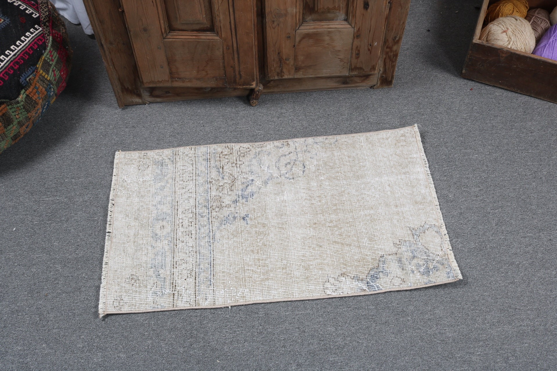 1.6x2.9 ft Küçük Halılar, Mutfak Halıları, Düz Dokuma Halılar, Duvara Asılı Halılar, Türk Halıları, Açıklama Halıları, Bej Düz Dokuma Halılar, Vintage Halı