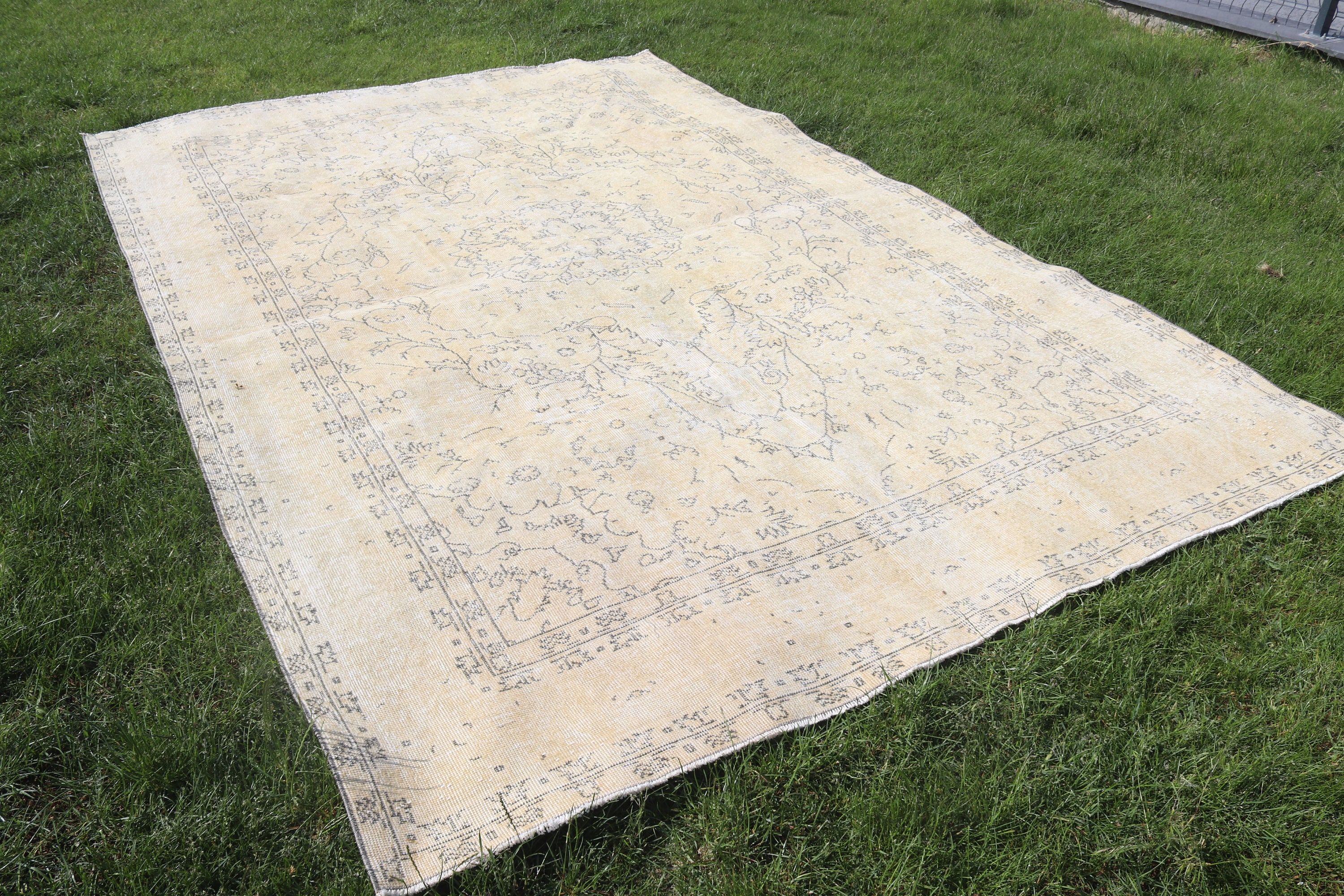 Oversize Turkish Rug, Salon Rug, Oushak Rug, Luxury Rugs, Beige  7.3x10.9 ft Oversize Rugs, Turkish Rugs, Vintage Rugs