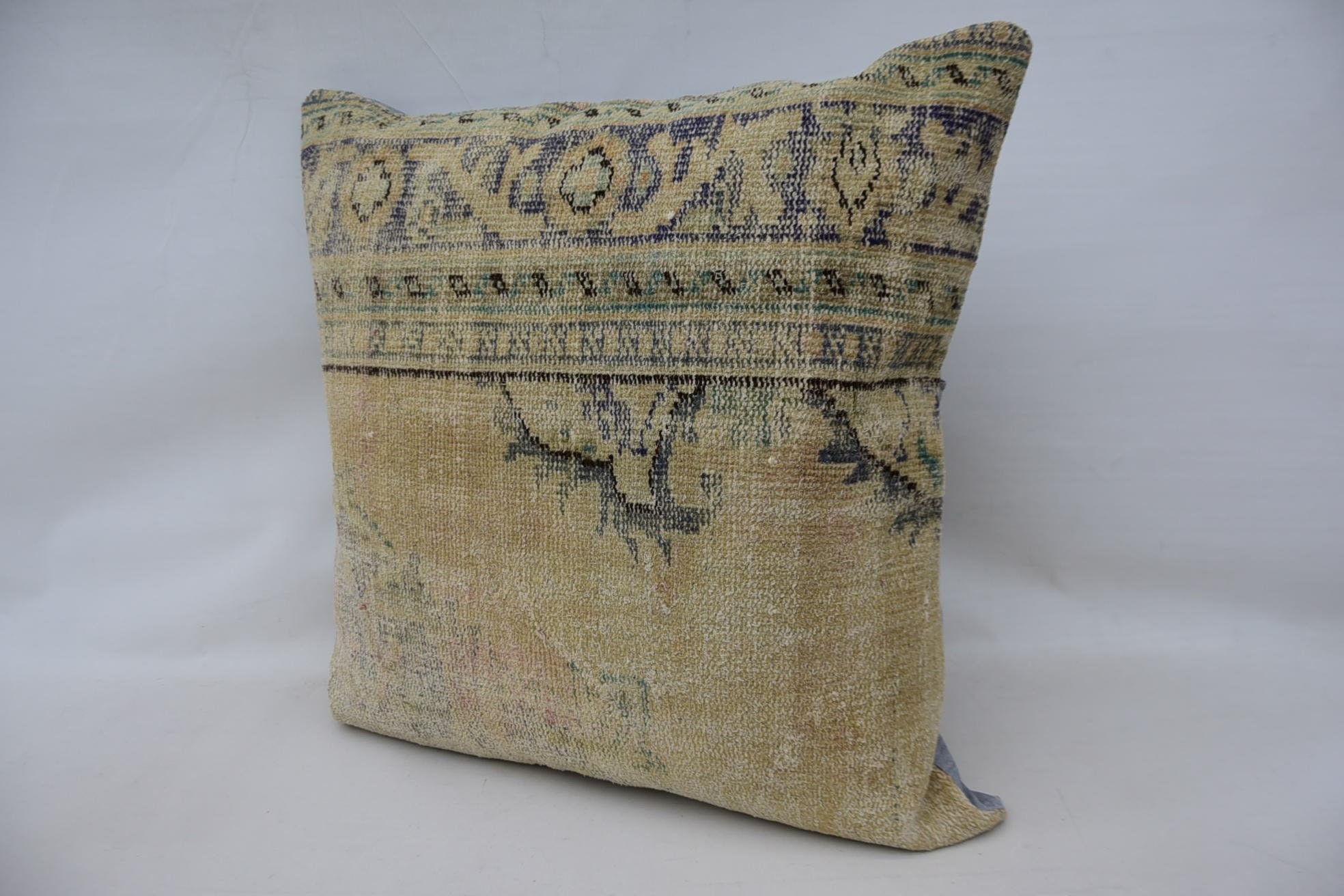 Antique Pillows, Kilim Pillow, One Of A Kind Pillow, Vintage Kilim Pillow, 32"x32" Beige Cushion Case