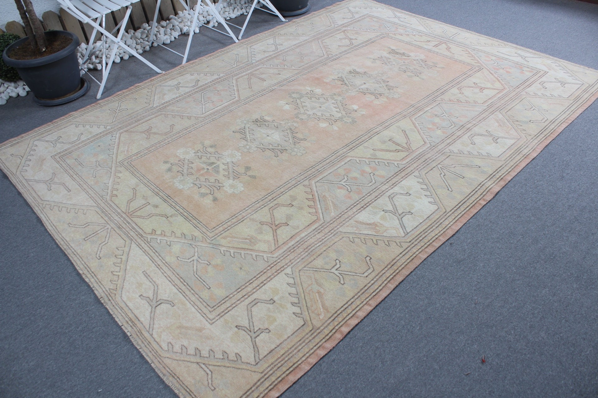 Dining Room Rugs, Aesthetic Rug, Beige Anatolian Rugs, Turkish Rugs, Vintage Rug, Floor Rugs, Cool Rug, 6.5x9.1 ft Large Rugs, Bedroom Rug