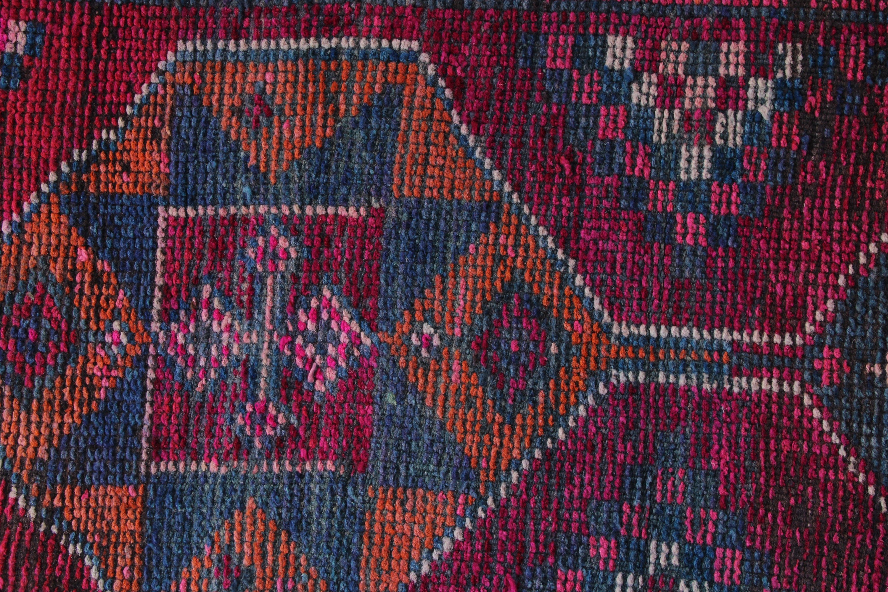 Wool Rug, Geometric Rugs, Purple Home Decor Rug, 2.8x10.5 ft Runner Rugs, Kitchen Rugs, Corridor Rugs, Vintage Rugs, Turkish Rugs