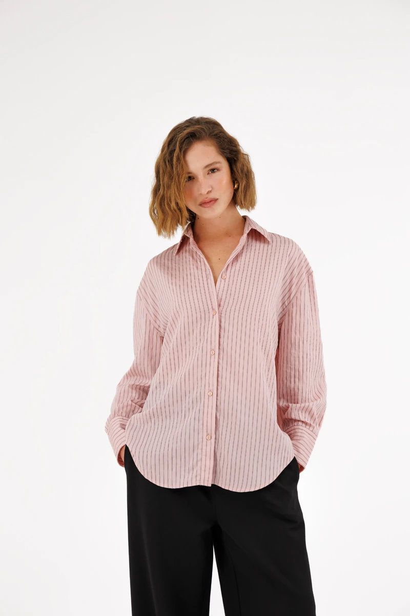 Oversize Çizgili Gömlek