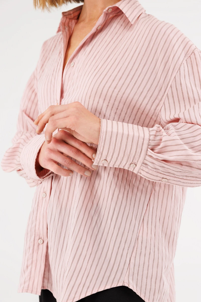 Oversize Çizgili Gömlek